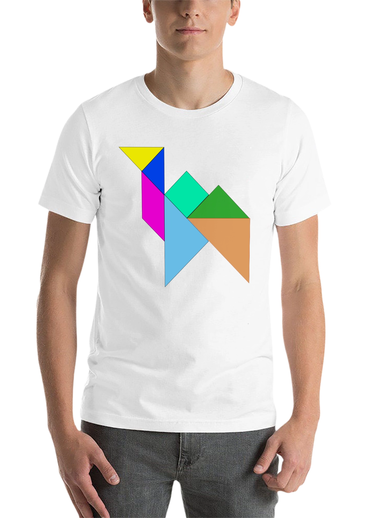 Black Tangram Camel T-Shirt - Puzzle Design Tee view 14