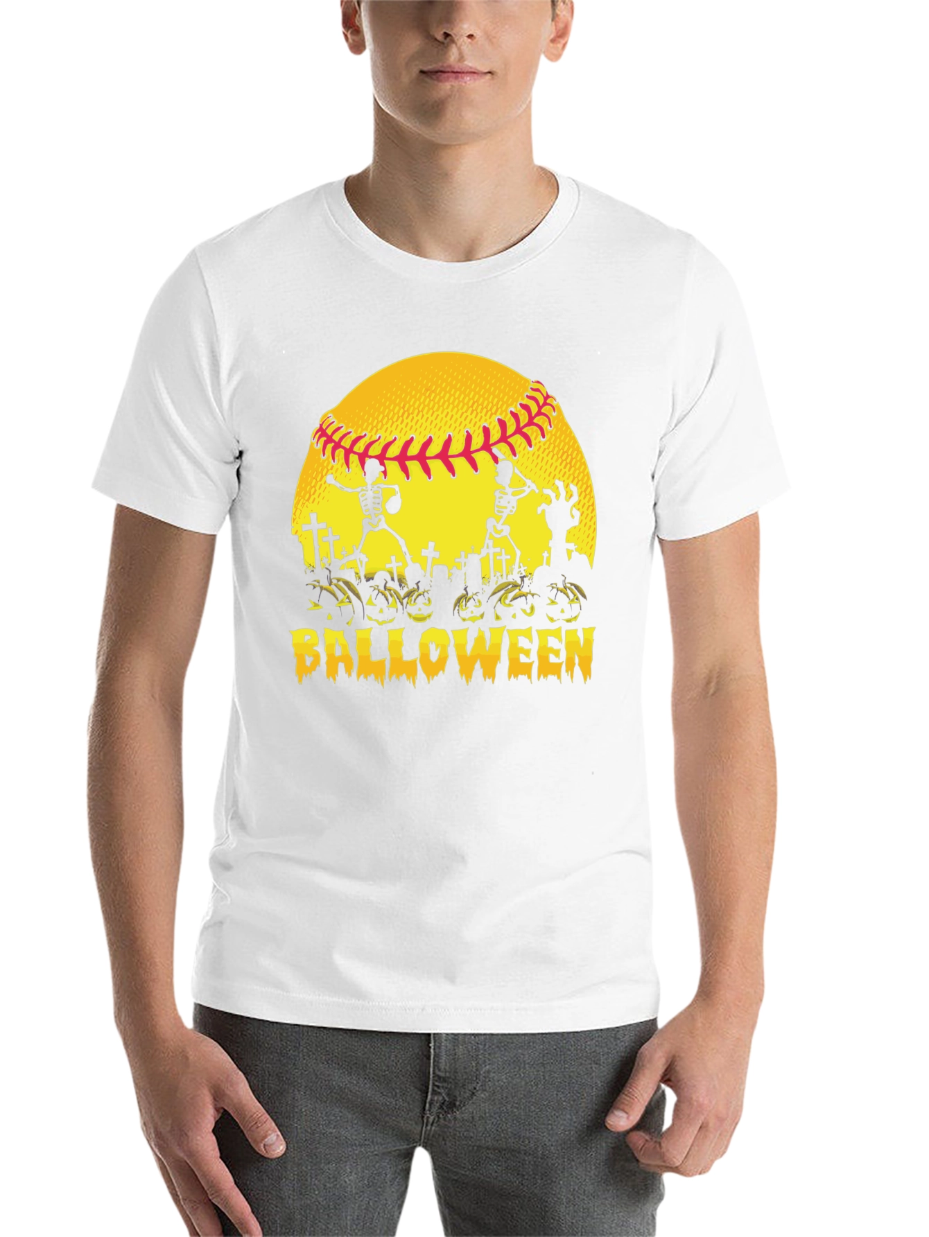 Black Halloween Baseball Skeleton T-Shirt view 14