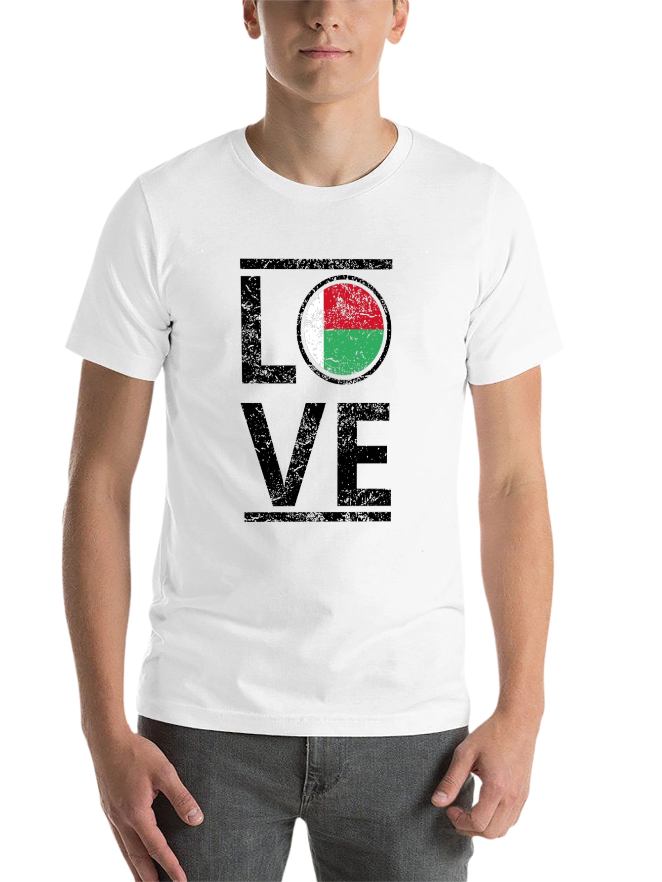 Black Love Madagascar Flag T-Shirt - Black Cotton Tee view 14