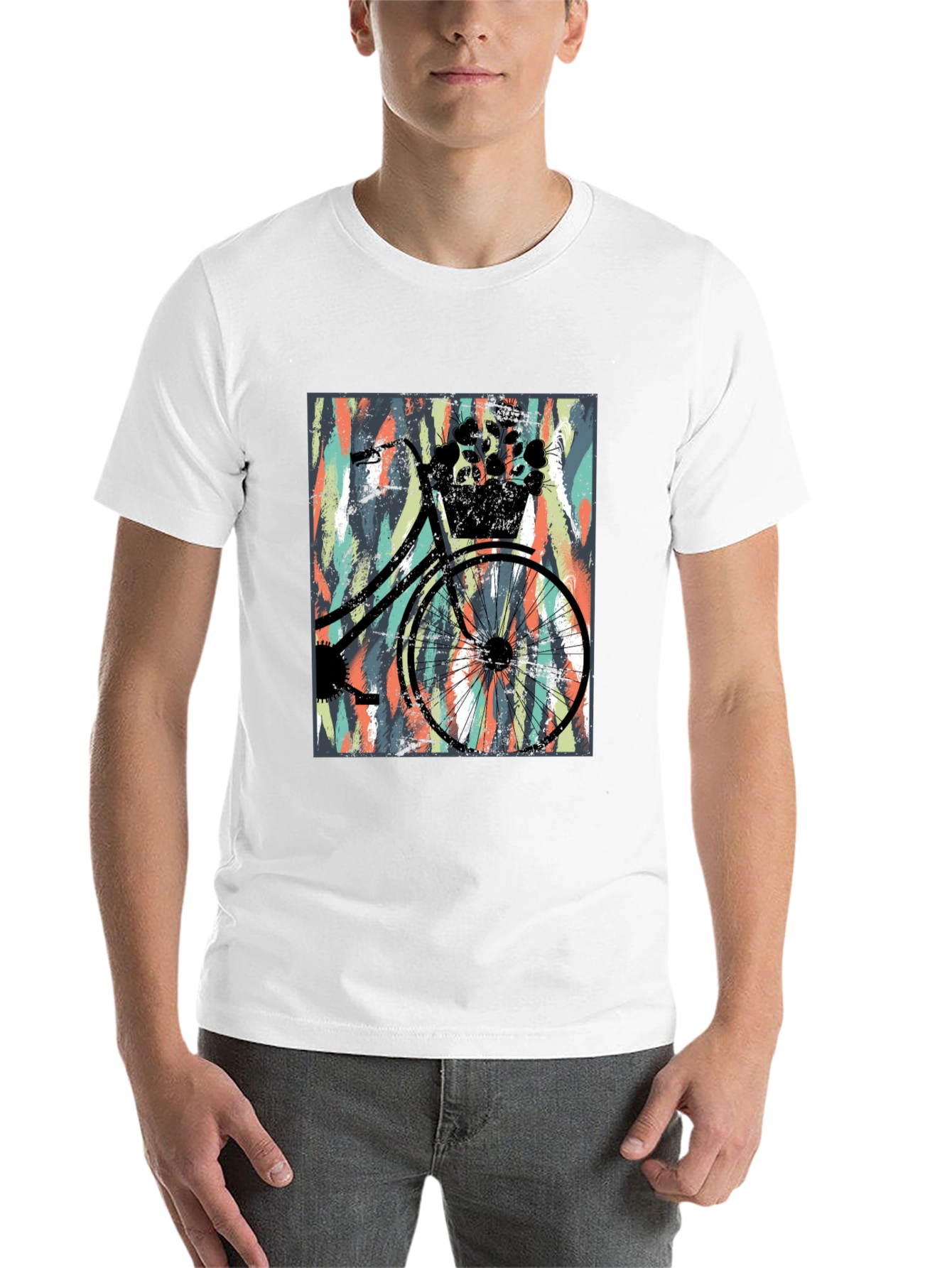 Black Stylish Black T-Shirt with Bicycle Graphic view 14