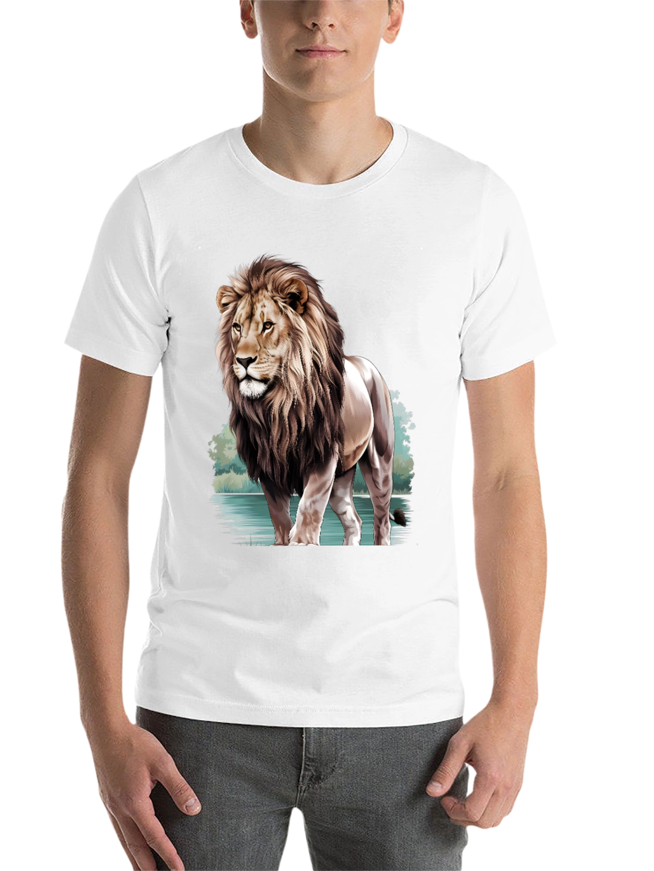 Black Lion Graphic Print Crew Neck T-Shirt view 14