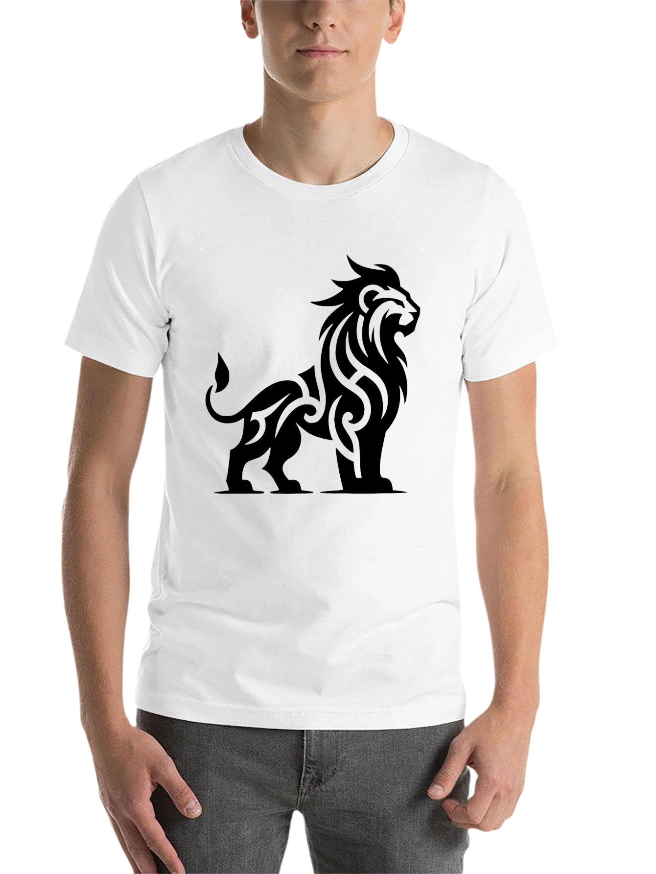 Black Lion Graphic Print Crew Neck T-Shirt view 14