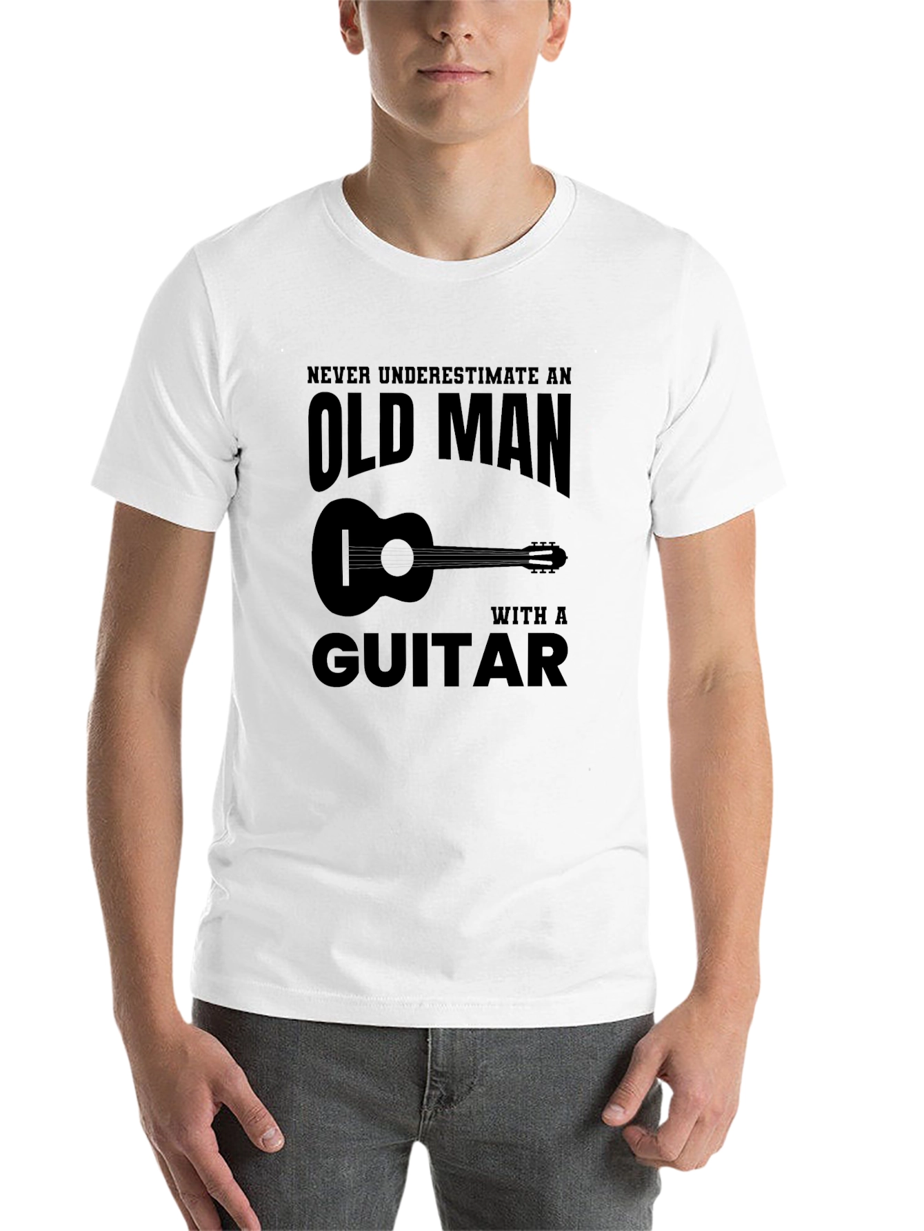 Black Old Man Guitar T-Shirt: Funny Musician Tee view 14