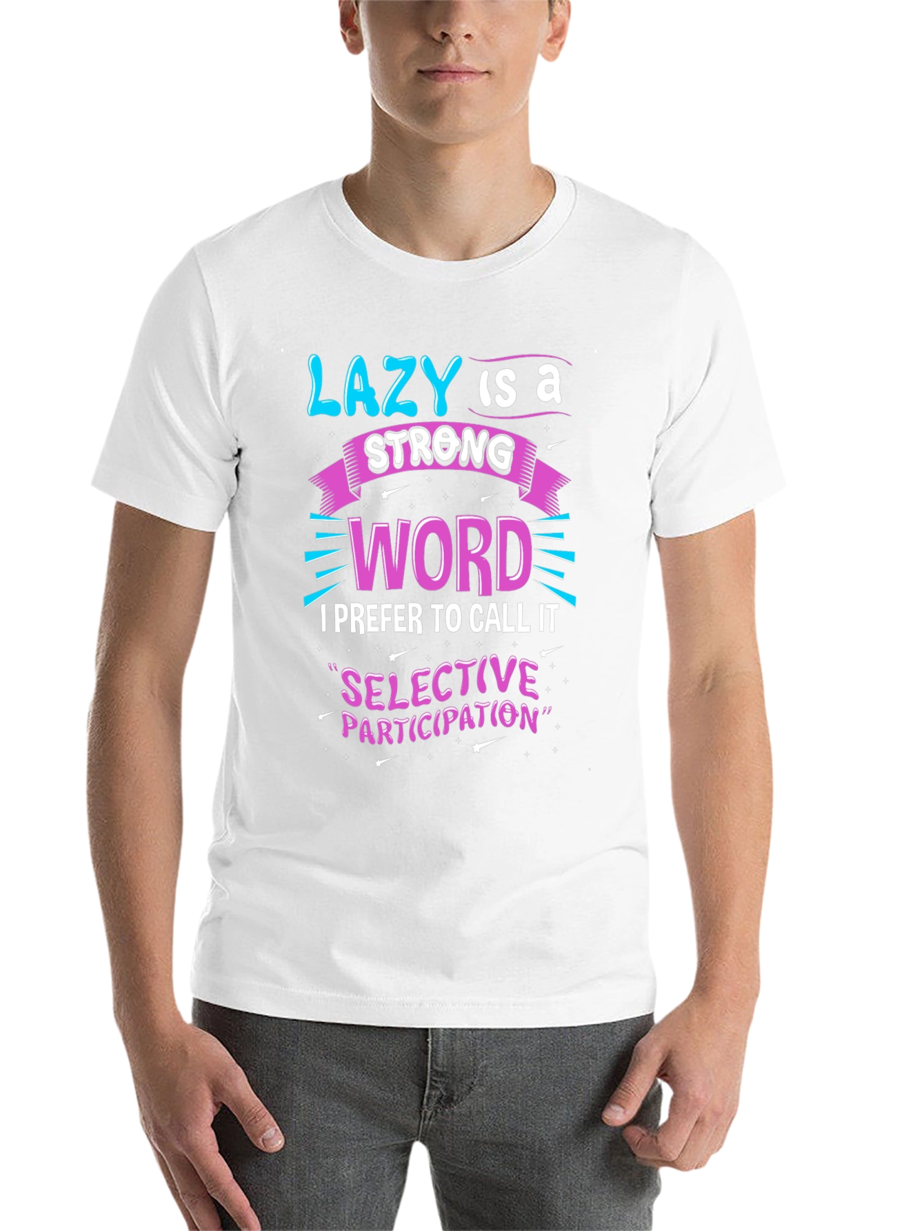 Black Funny Slogan Tee - Lazy is a Strong Word view 14