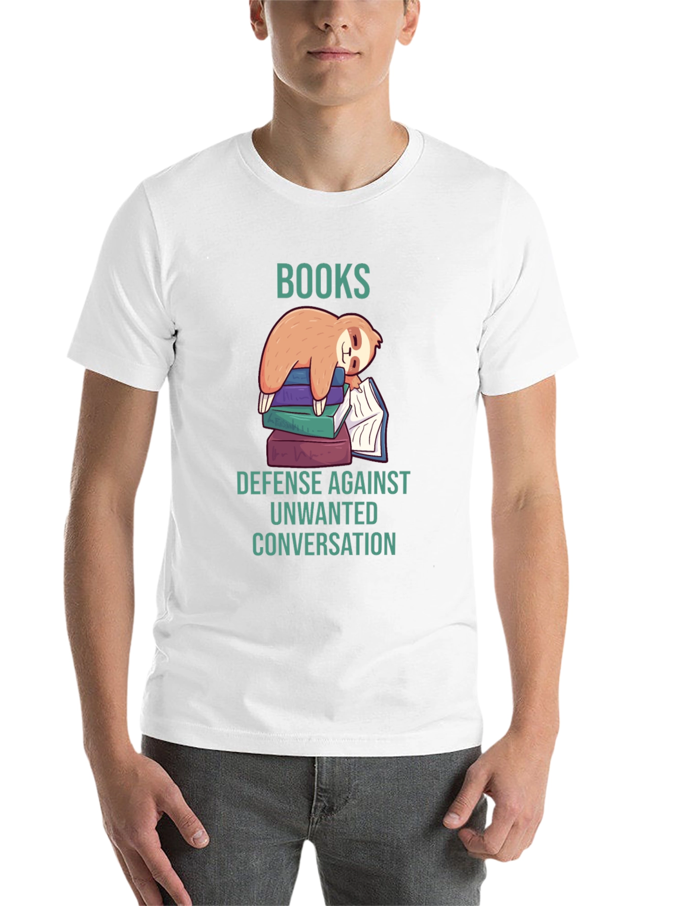 Black Books Sloth T-Shirt: Defense Against Unwanted Conversation view 14