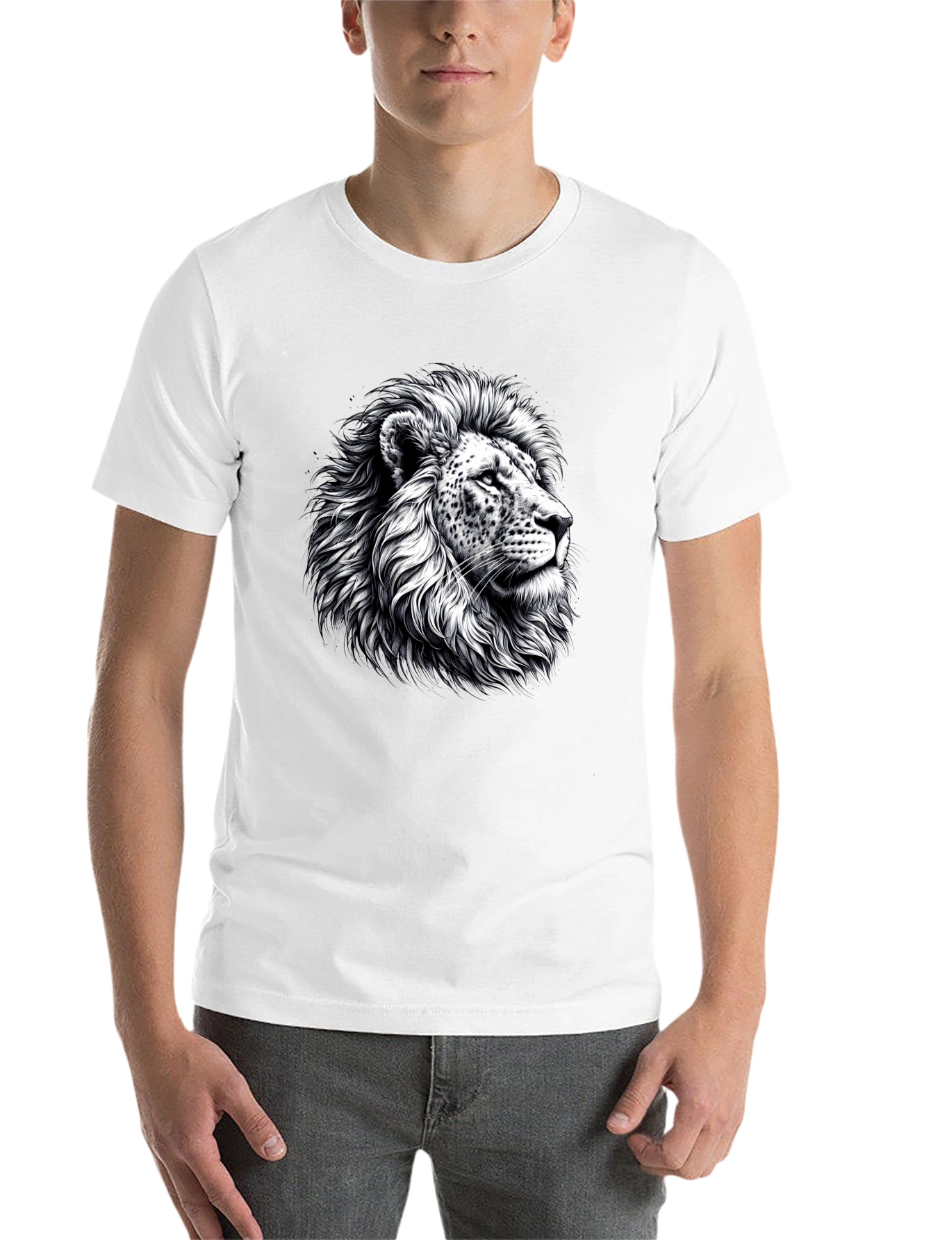 Black Lion Graphic Print Black T-Shirt view 14