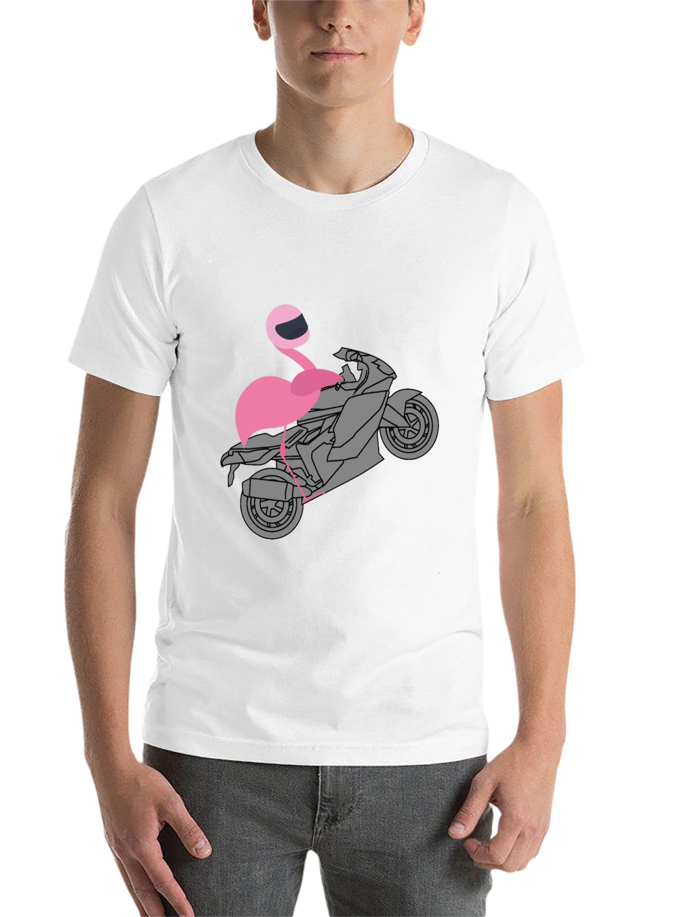 Black Flamingo Biker T-Shirt - Unique Graphic Tee view 14