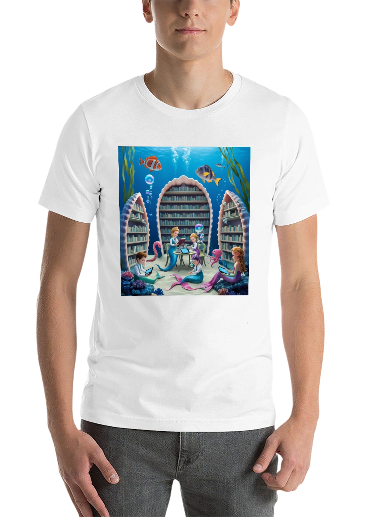 Black Mermaid Library T-Shirt view 14