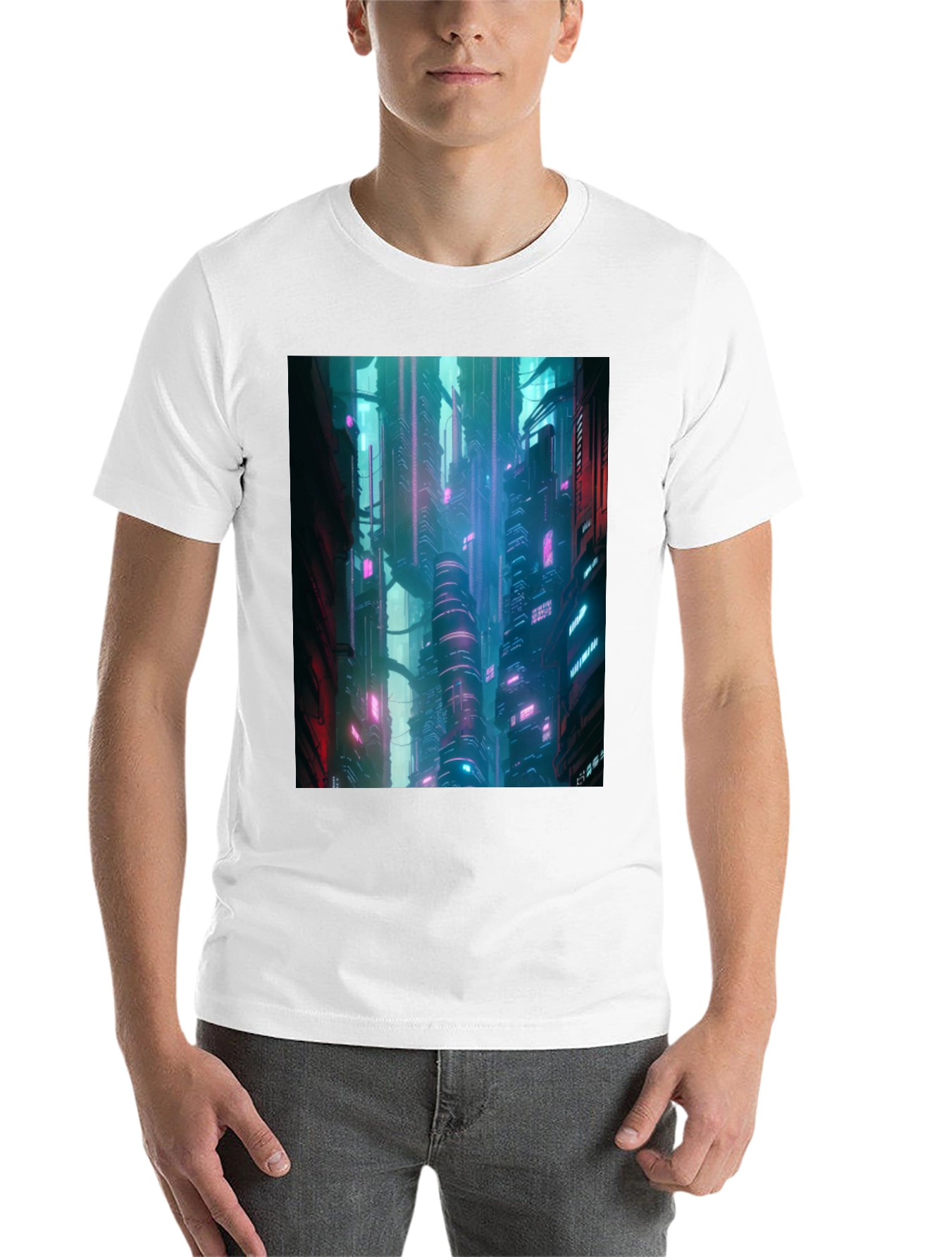 Black Cyberpunk City T-Shirt view 14