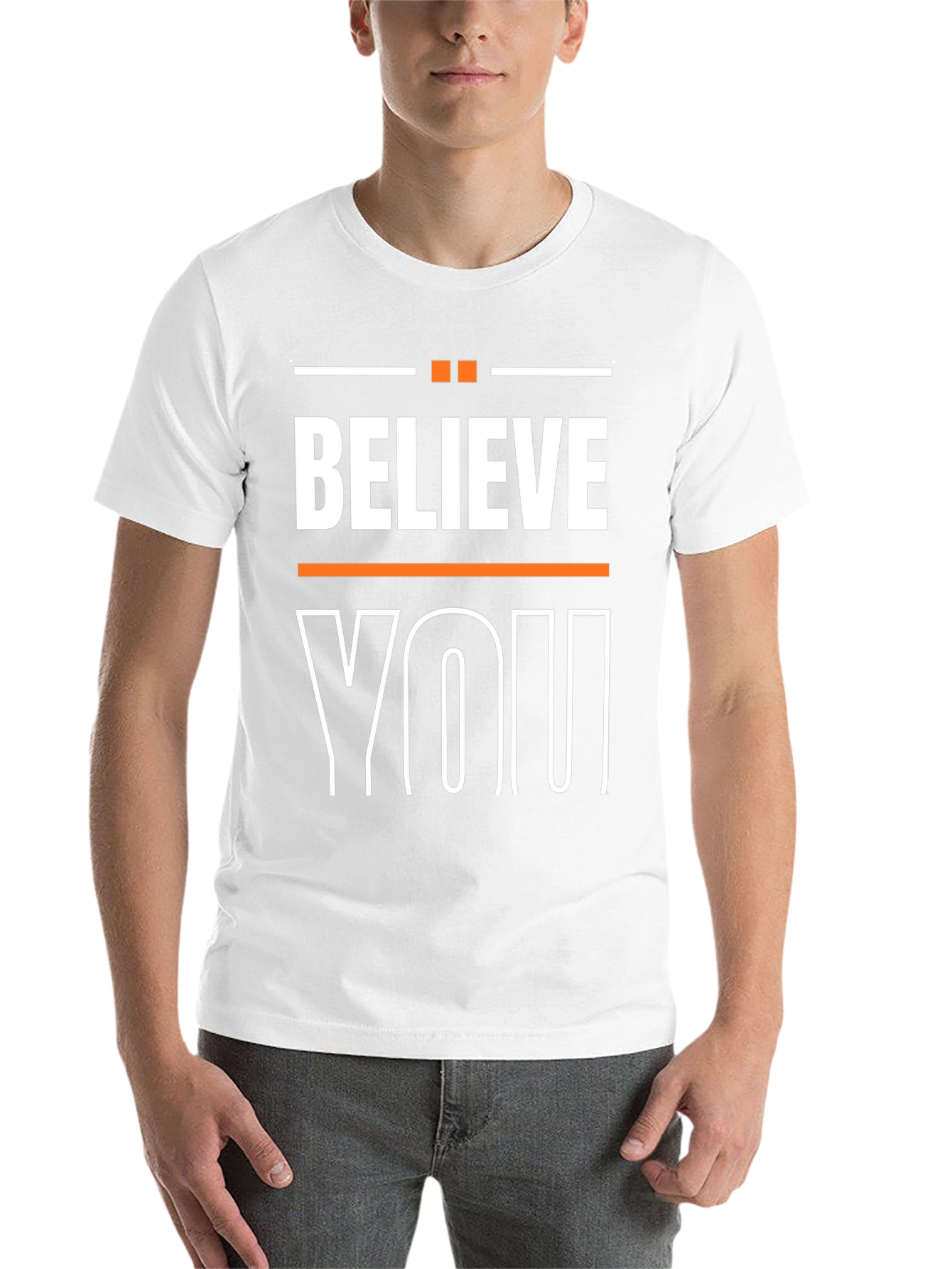 Black Believe In You Graphic Print Crew Neck T-Shirt view 14