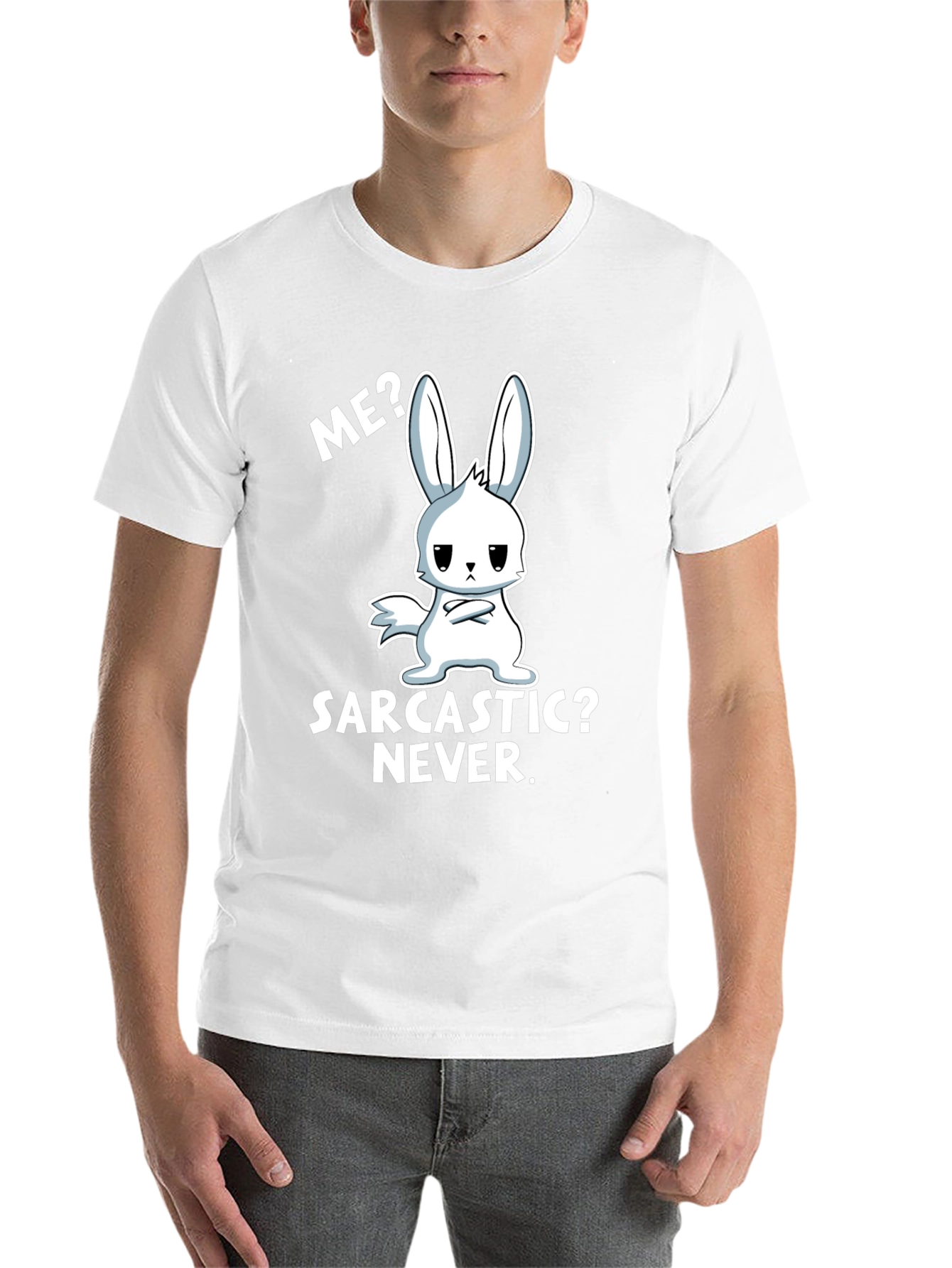 Black Sarcastic Bunny Graphic Tee - Me? Never! view 14