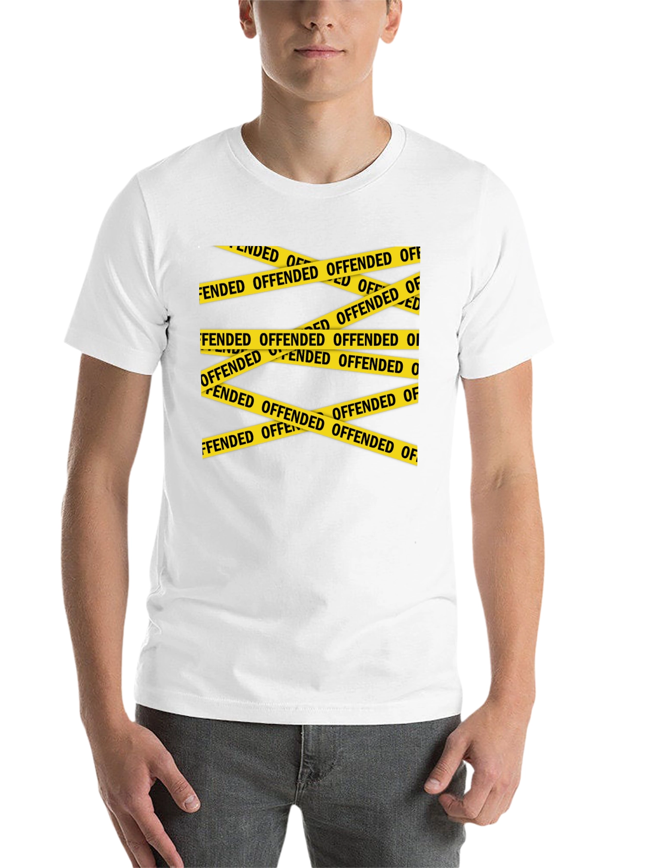 Black Offended Caution Tape Graphic T-Shirt view 14