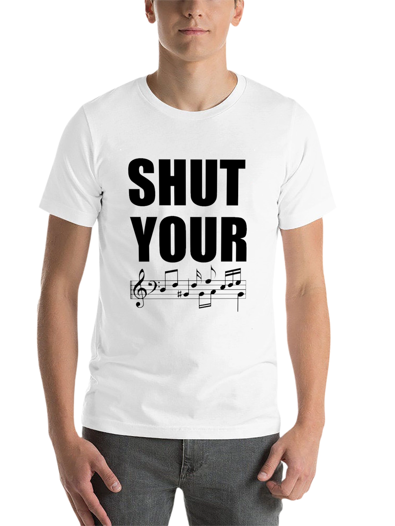 Black Shut Your Notes T-Shirt - Music Pun Tee view 14