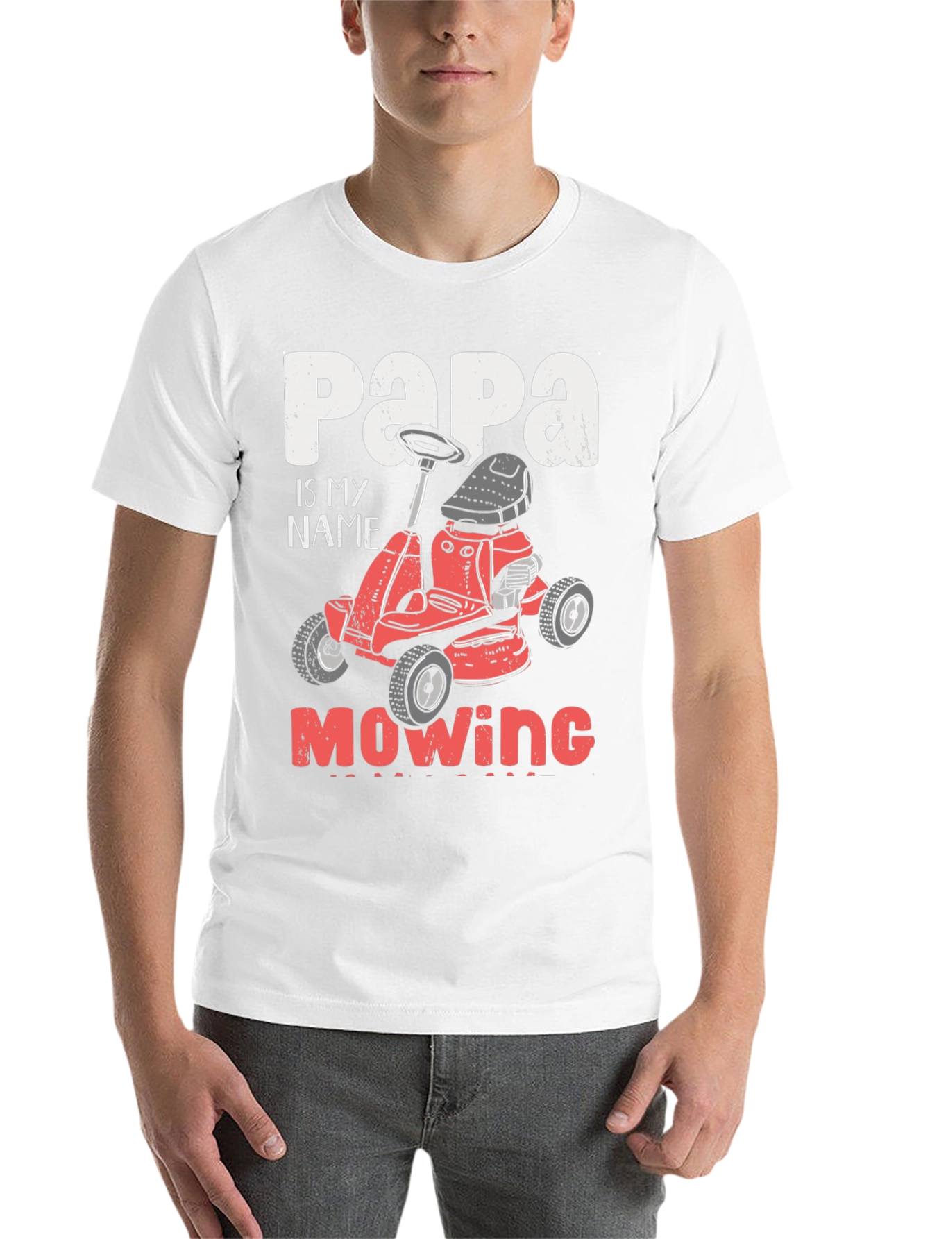 Black Papa Mowing T-Shirt - Funny Lawn Mower Dad Tee view 14
