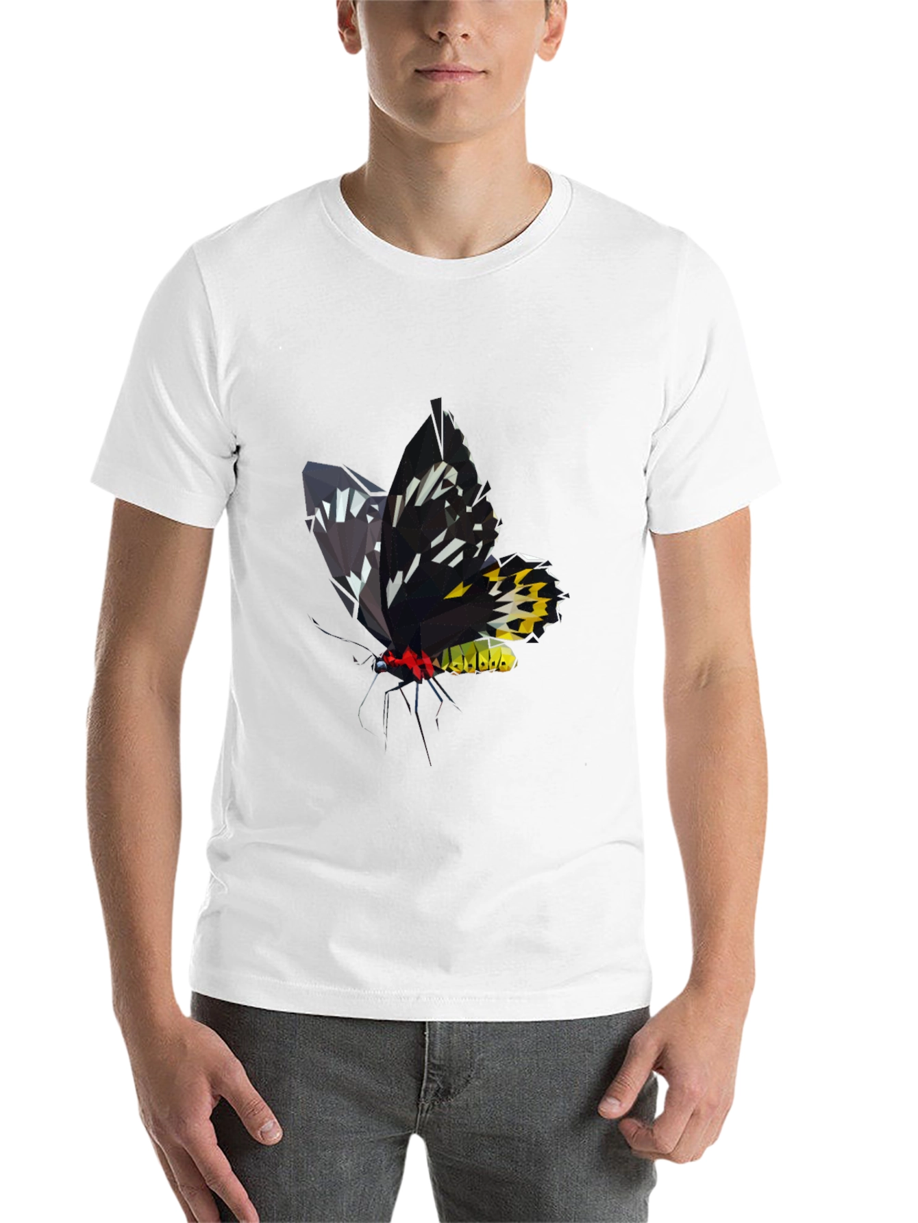 Black Geometric Butterfly Graphic Tee - Modern Black T-Shirt view 14
