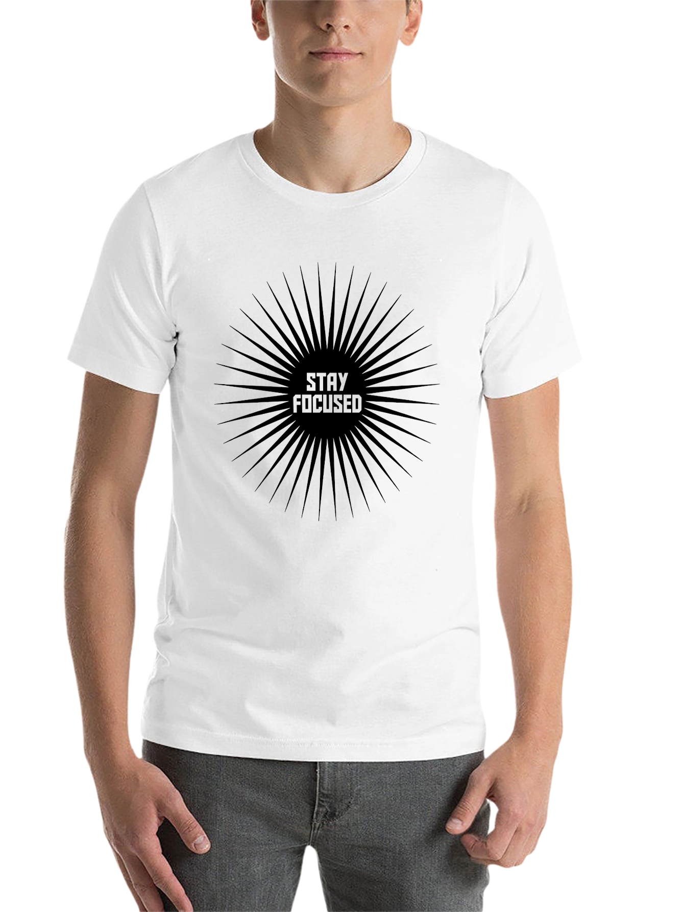 Black Stay Focused Graphic Tee - Premium Cotton T-Shirt view 14