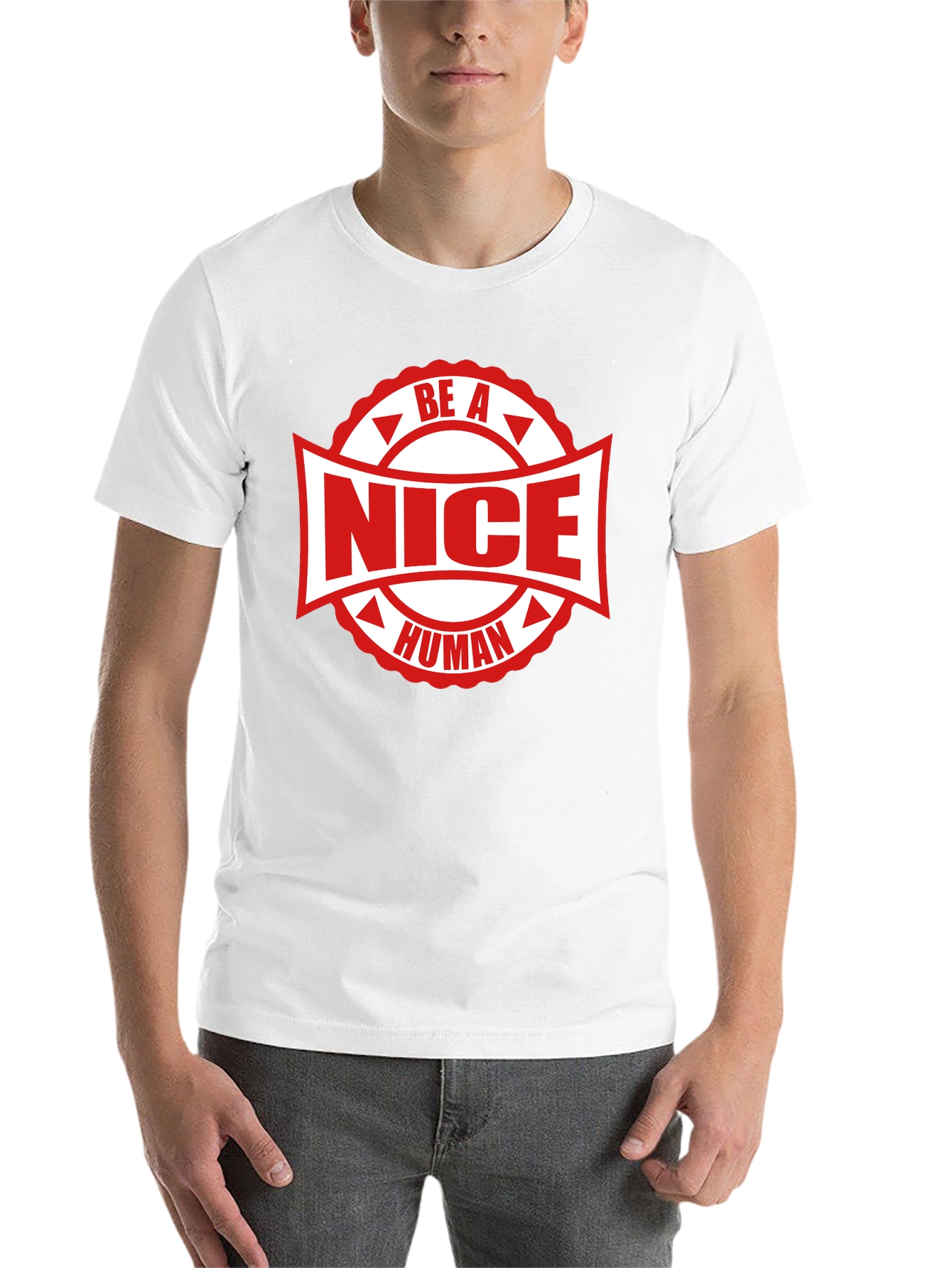 Black Be A Nice Human Graphic Tee - Black Cotton T-Shirt view 14