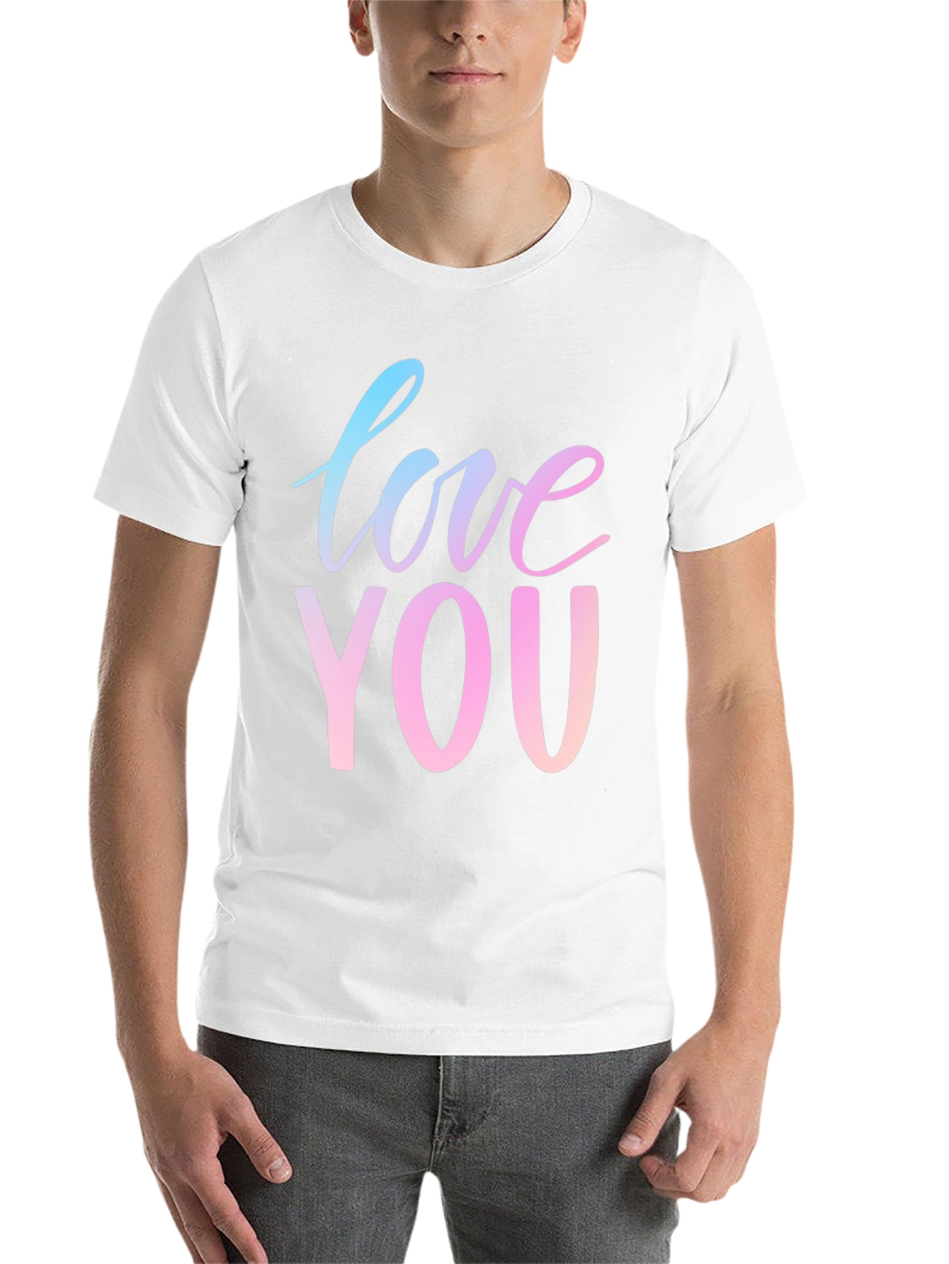 Black Love You Graphic Tee - Gradient Text, Black Shirt view 14