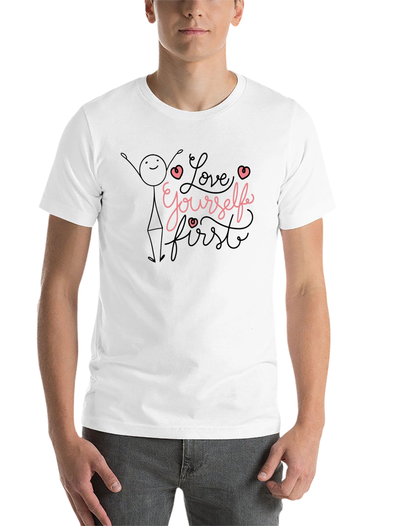 Black Love Yourself First Black Graphic Tee view 14