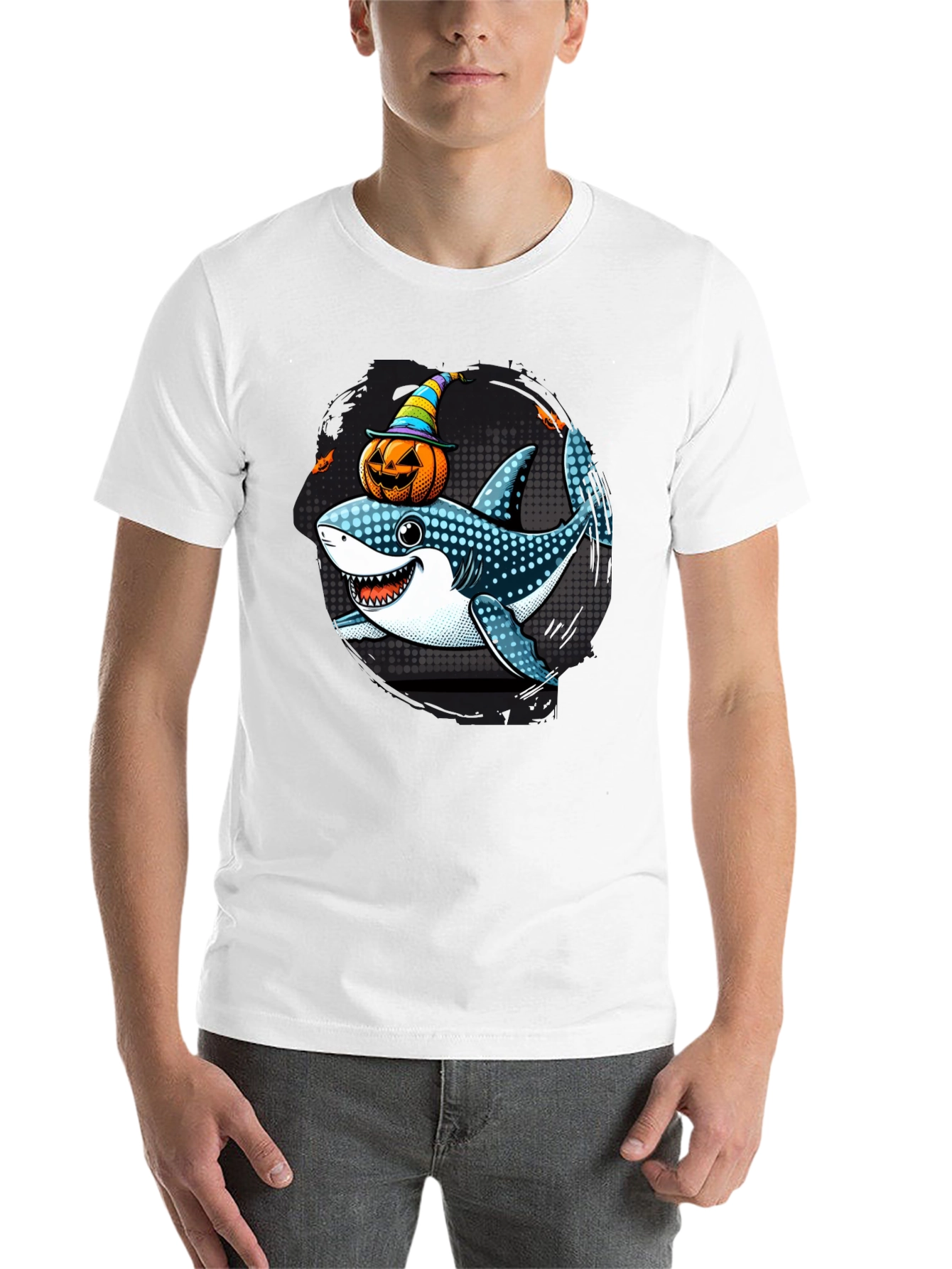 Black Halloween Shark T-Shirt view 14