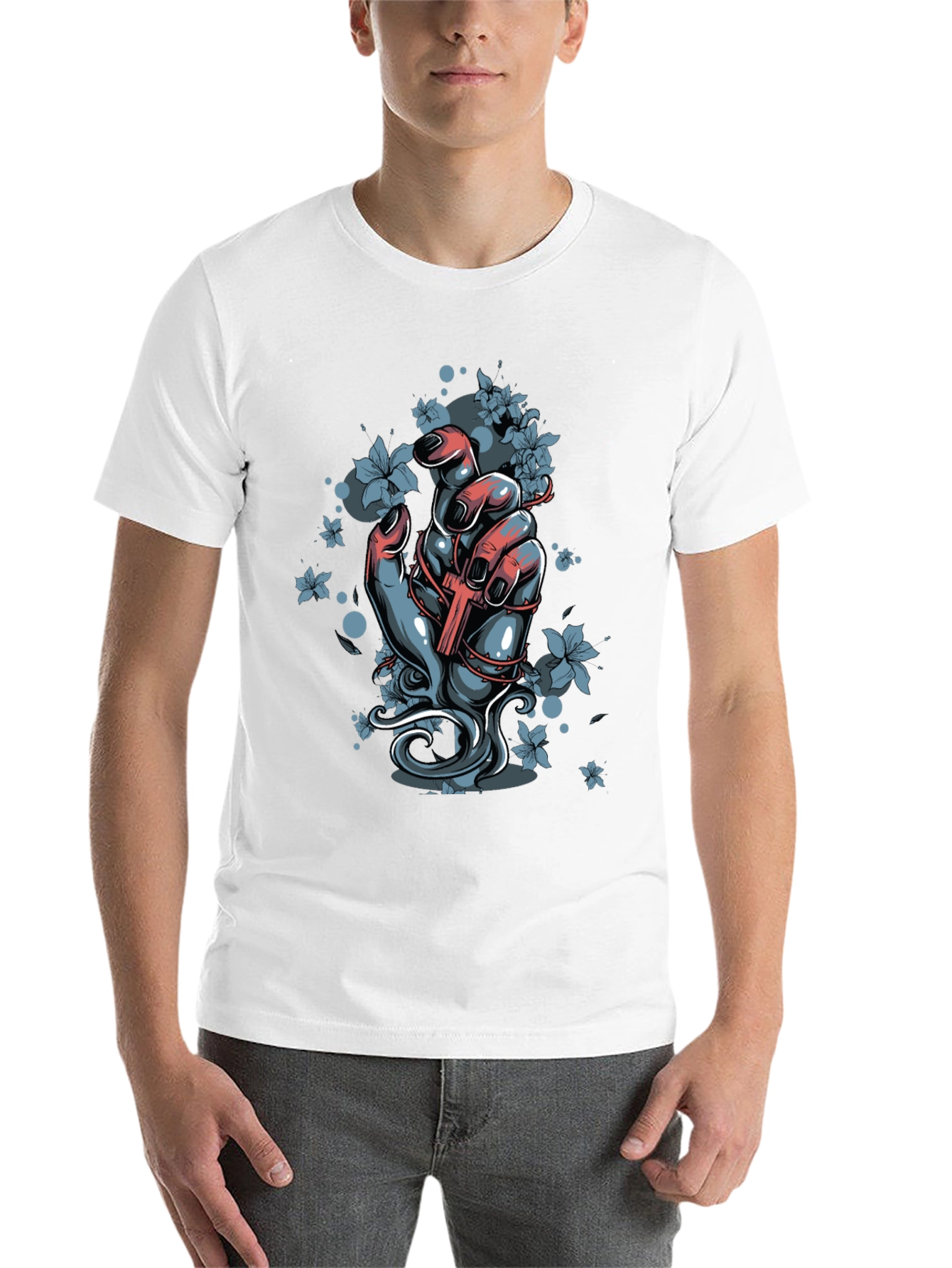 Hand & Cross Graphic Tee - Black - 14