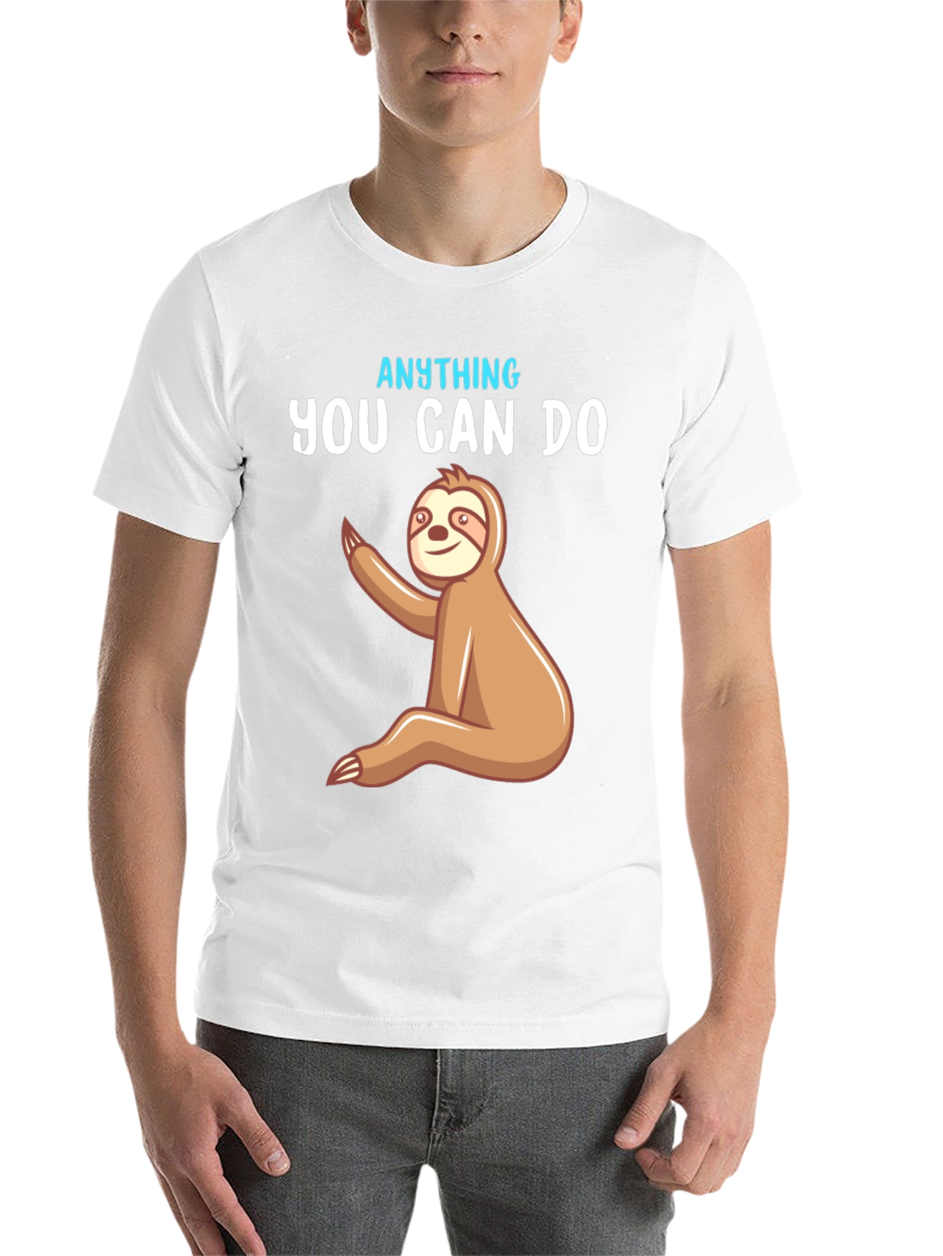 Black Funny Sloth "Anything You Can Do" Graphic T-Shirt view 14