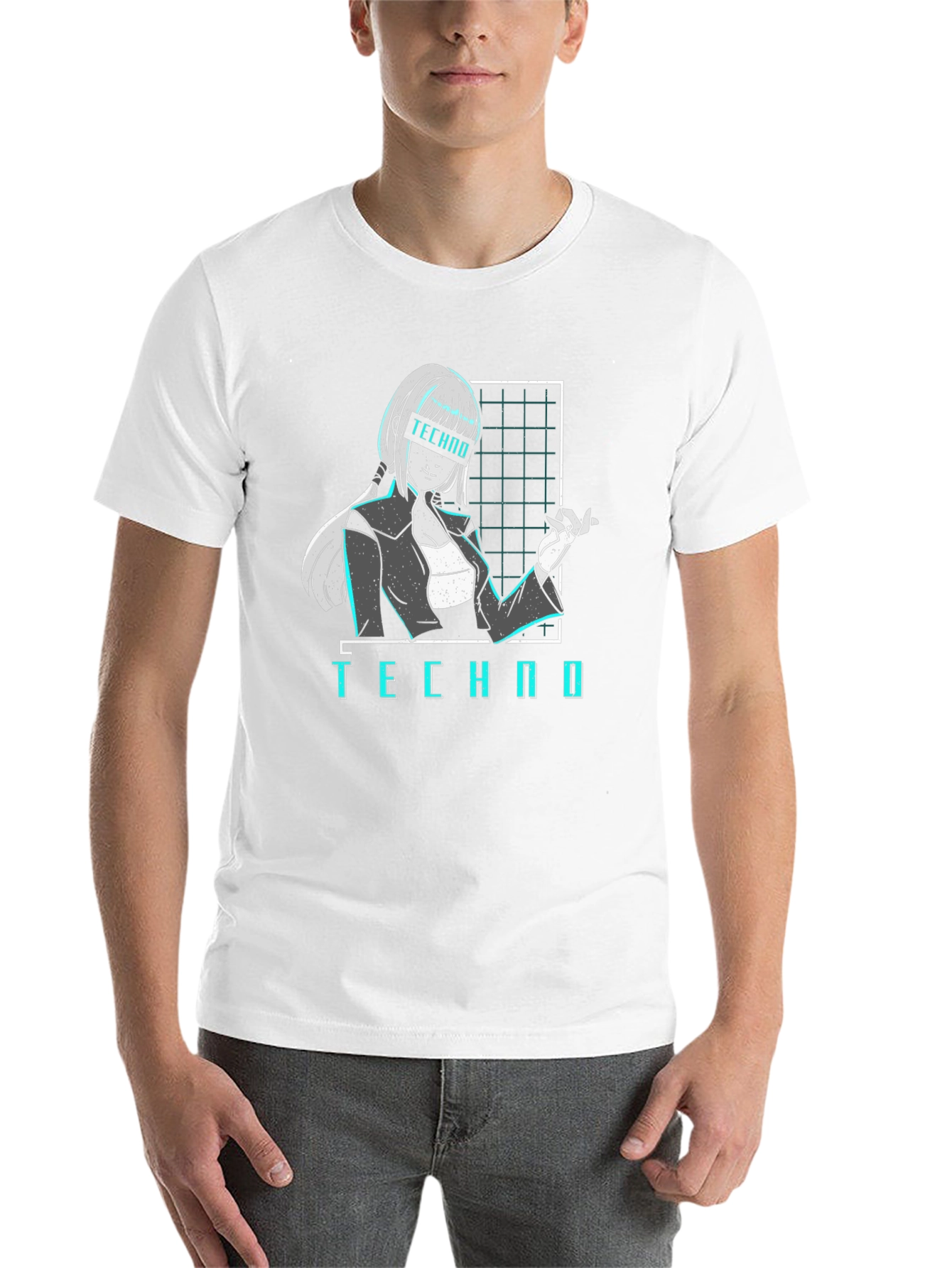 Black Techno Anime Girl T-Shirt - Cyberpunk Aesthetic Black Tee view 14