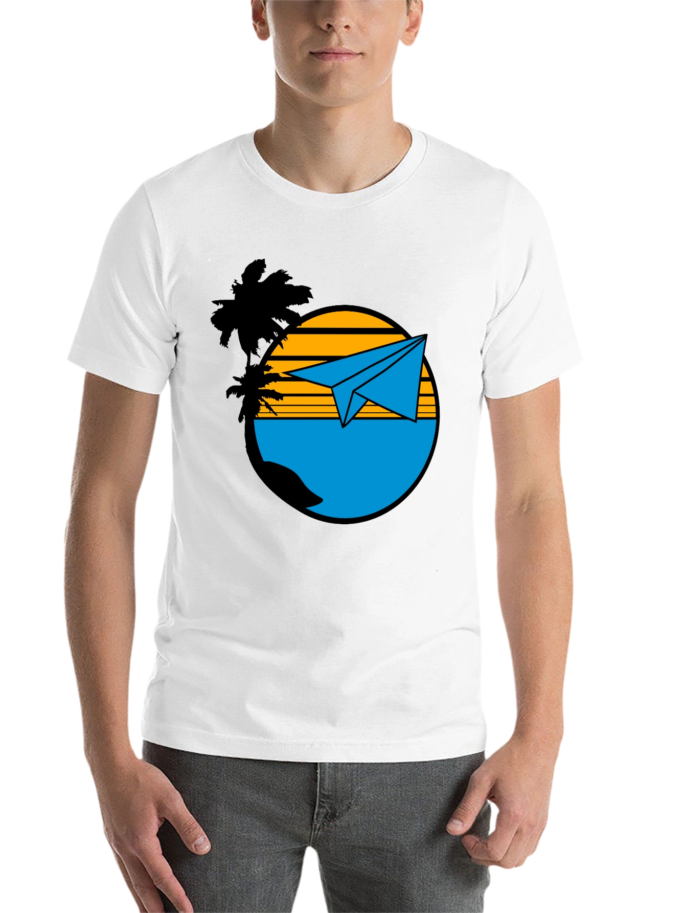 Black Island Paper Airplane Graphic T-Shirt - Black view 14