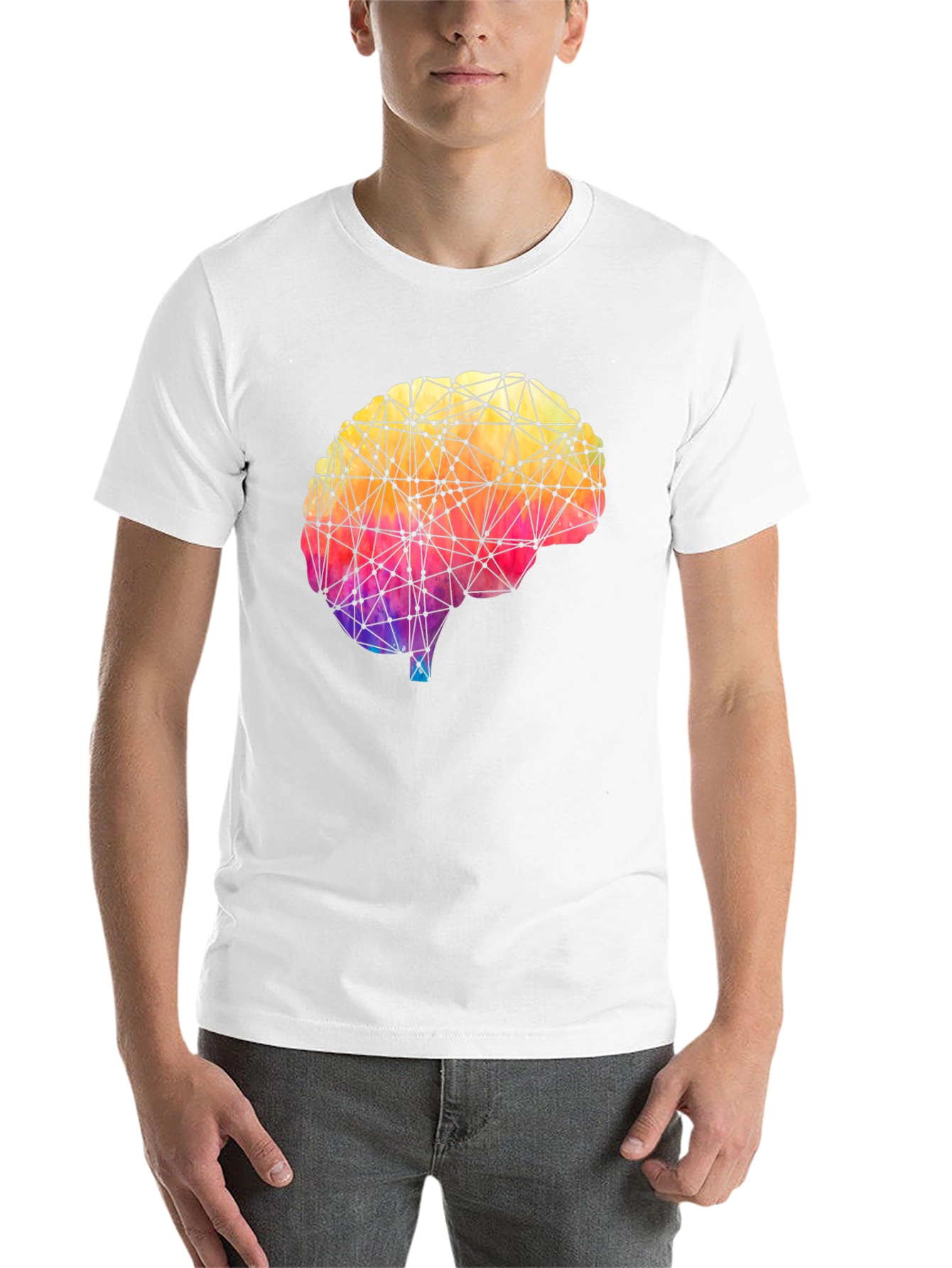 Black Geometric Brain Graphic Tee - Colorful Mind T-Shirt view 14