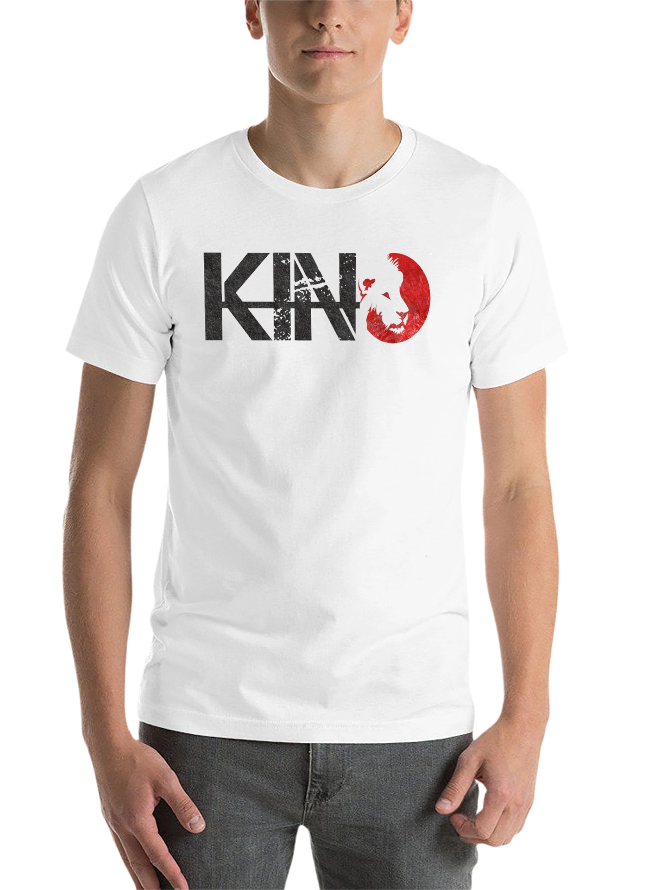 Black Kino Lion Graphic T-Shirt - Black Crew Neck Tee view 14