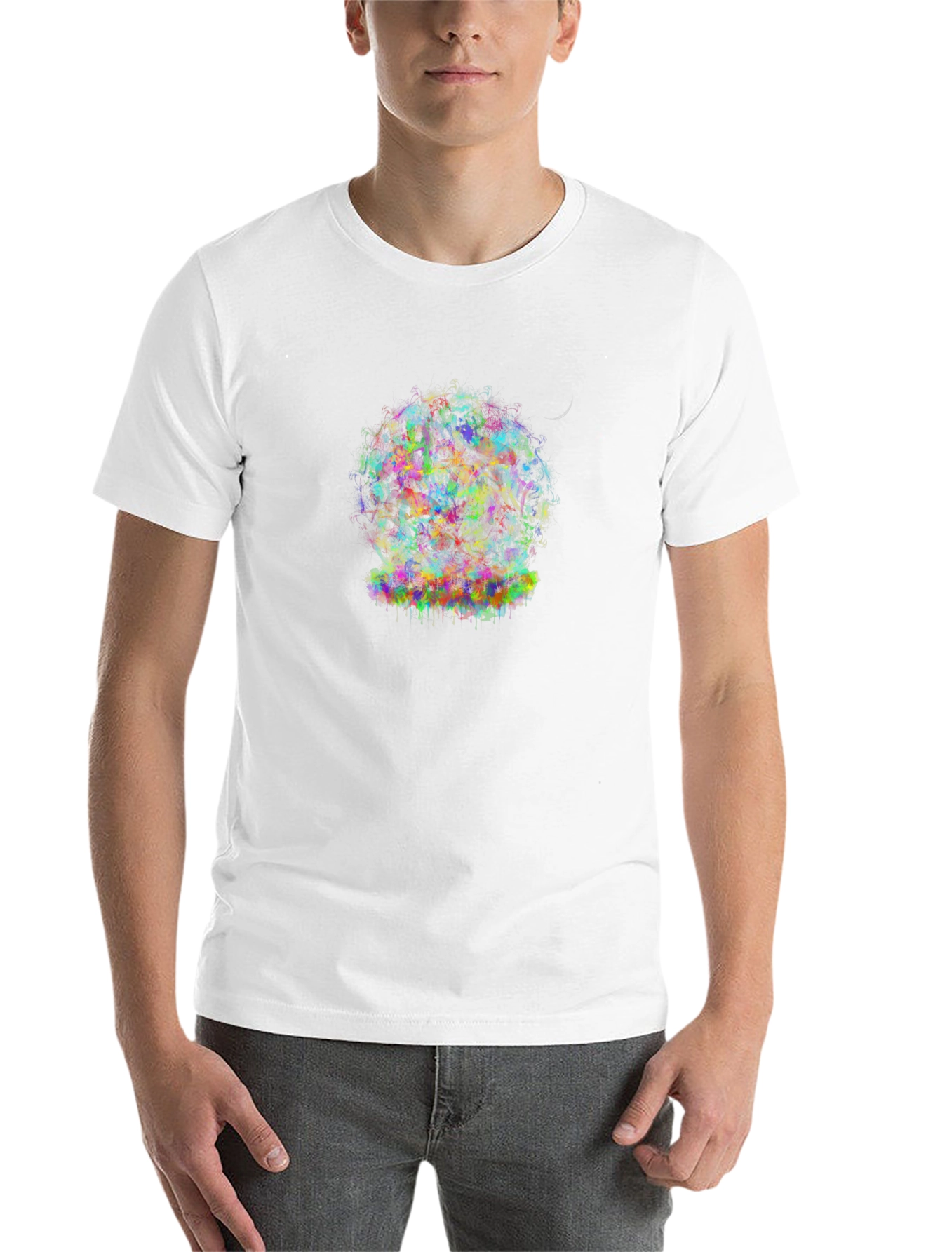 Black Colorful Abstract Globe Graphic Tee - Black view 14