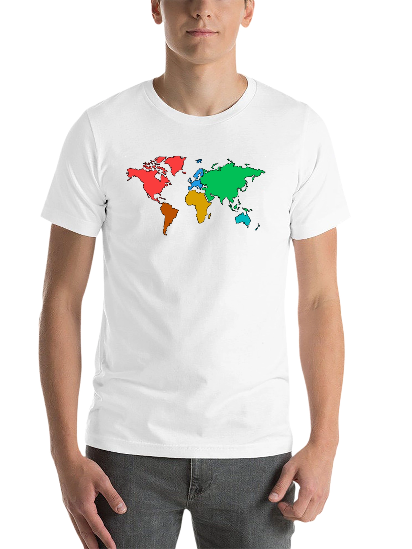 Black Colorful World Map Graphic Black T-Shirt view 14