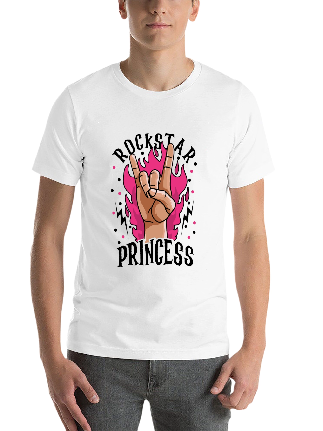 Black Rockstar Princess Graphic Tee - Black Cotton T-Shirt view 14