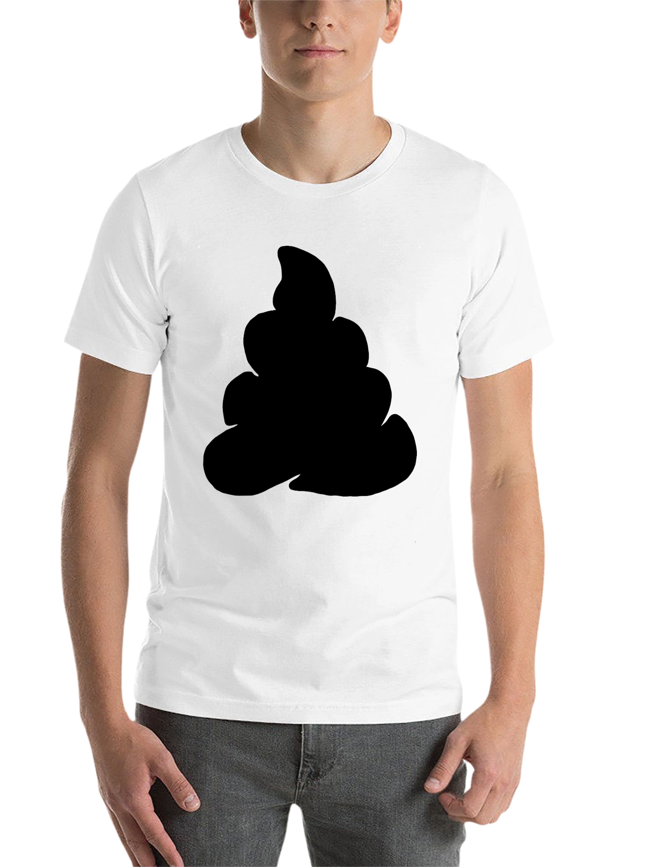 Black Novelty Black T-Shirt with Emoji Poop Design view 14