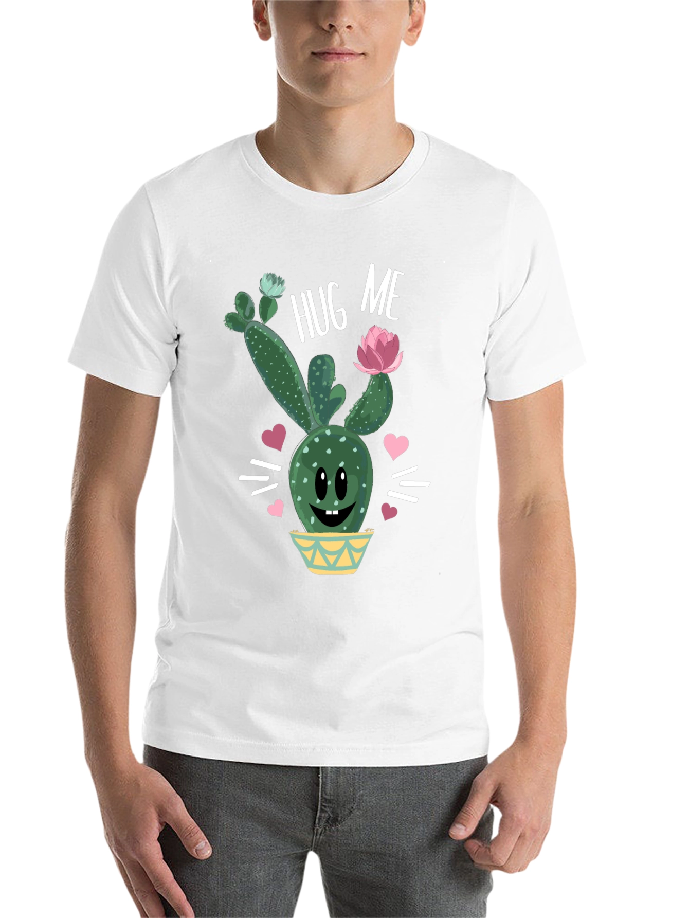 Black Hug Me Cactus T-Shirt - Cute Graphic Tee view 14