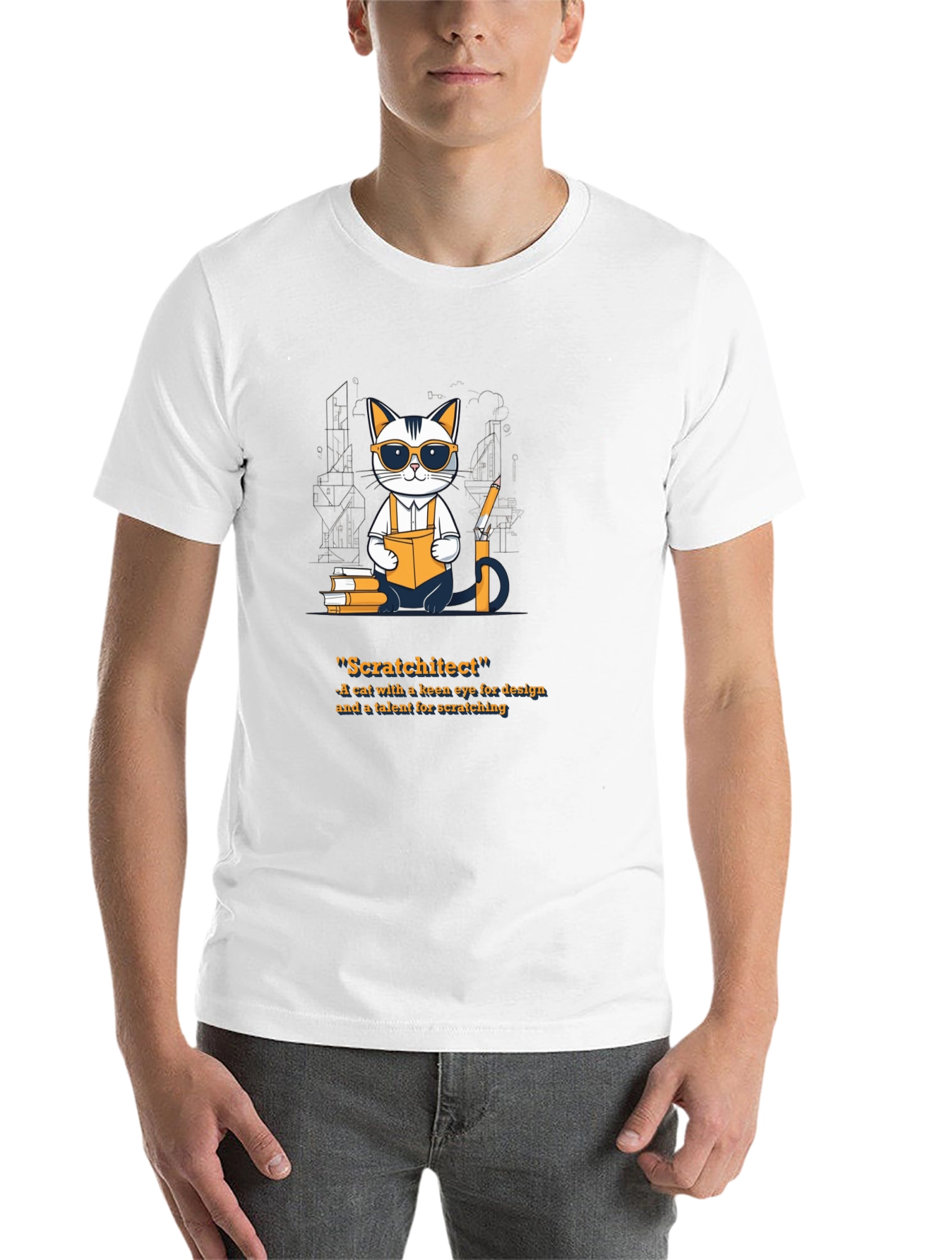 Black Scratchitect T-Shirt - Cat Architect Design view 14