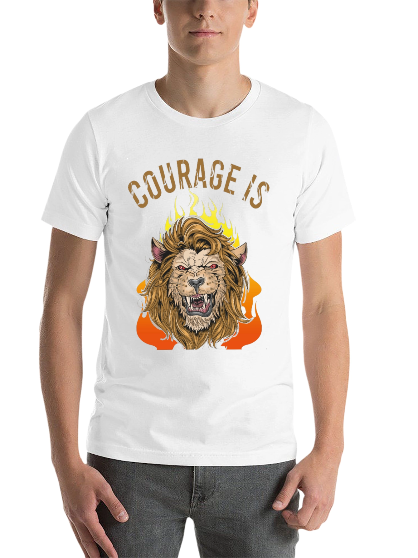 Black Courage Is Lion Graphic Tee - Men's Black T-Shirt view 14