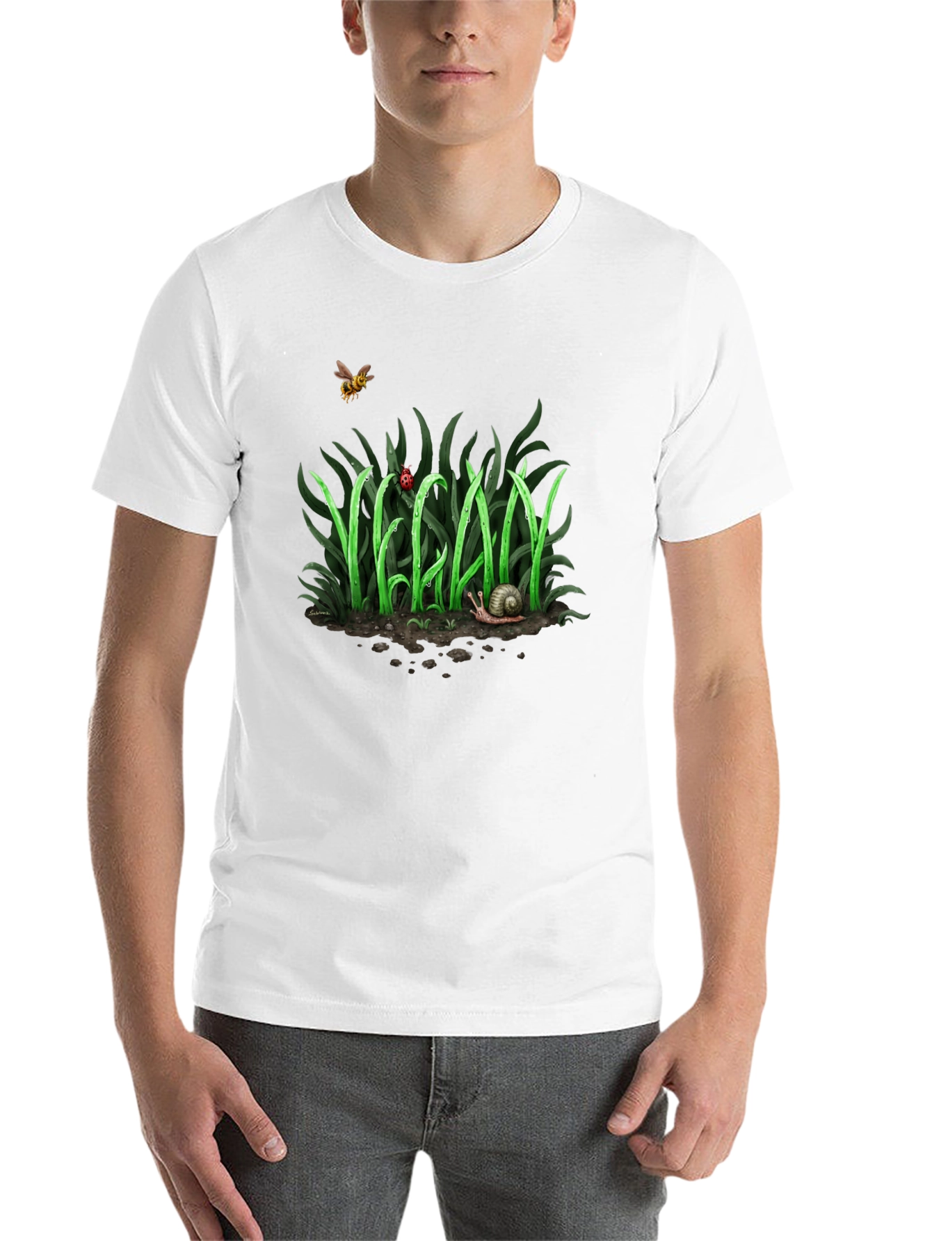 Black Vegan Nature Graphic T-Shirt - Black Crew Neck Tee view 14