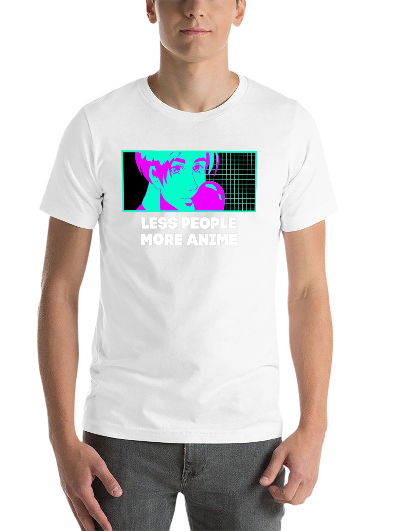 Black Less People More Anime Graphic Tee - Black T-Shirt view 14