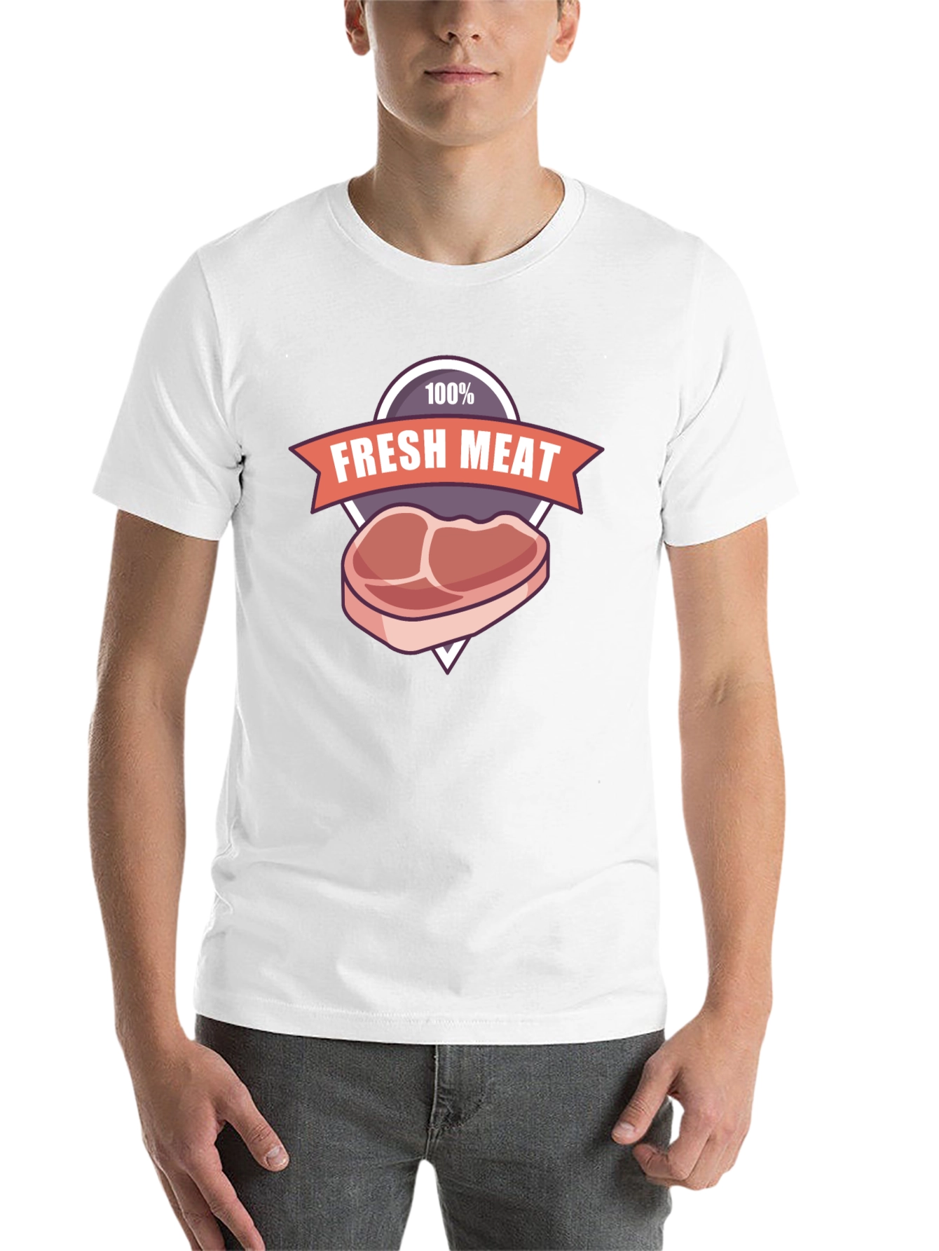 Black Fresh Meat Graphic T-Shirt - Black Cotton Tee view 14