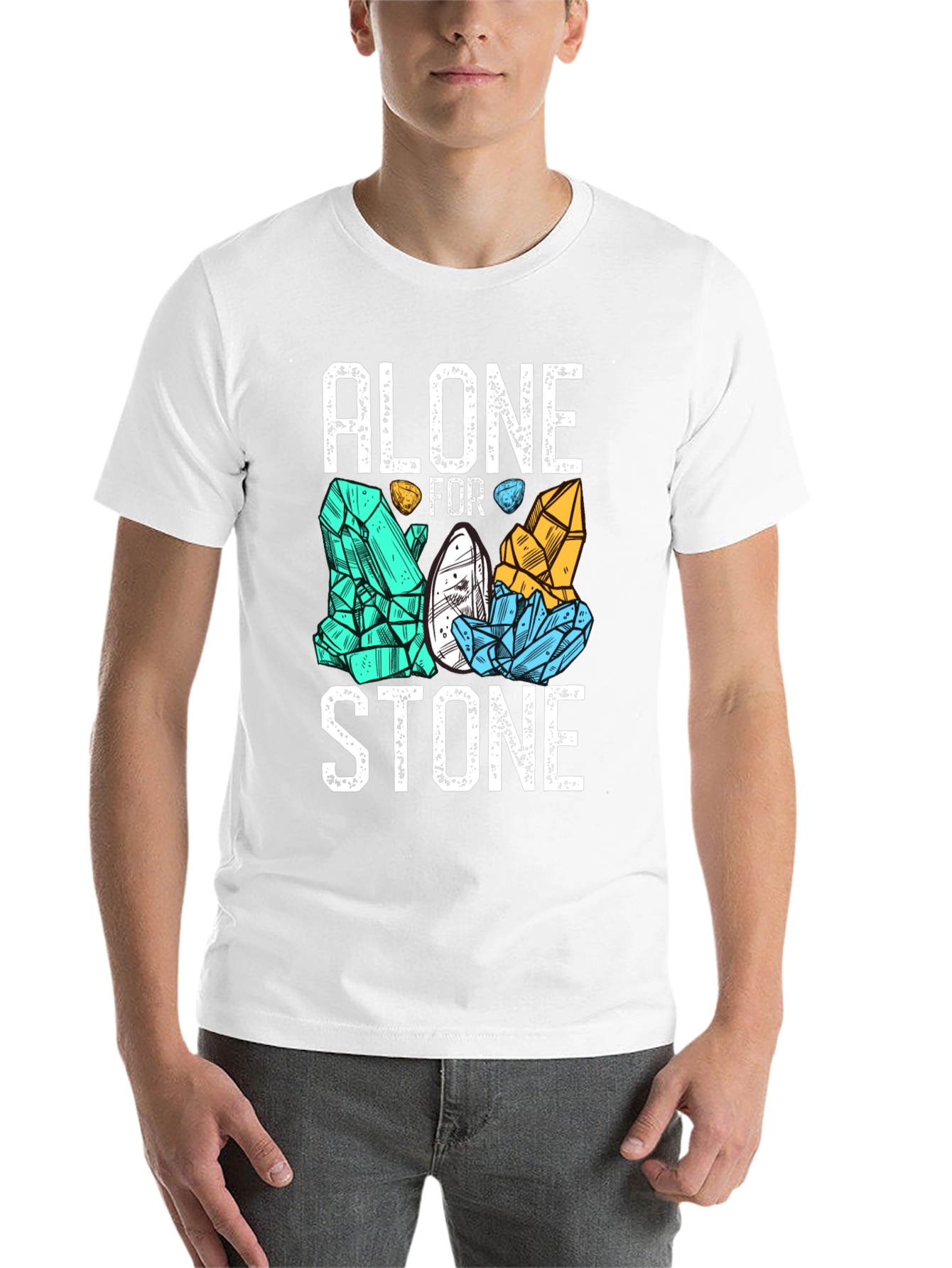 Black Alone for Stone Men's Graphic T-Shirt - Black view 14