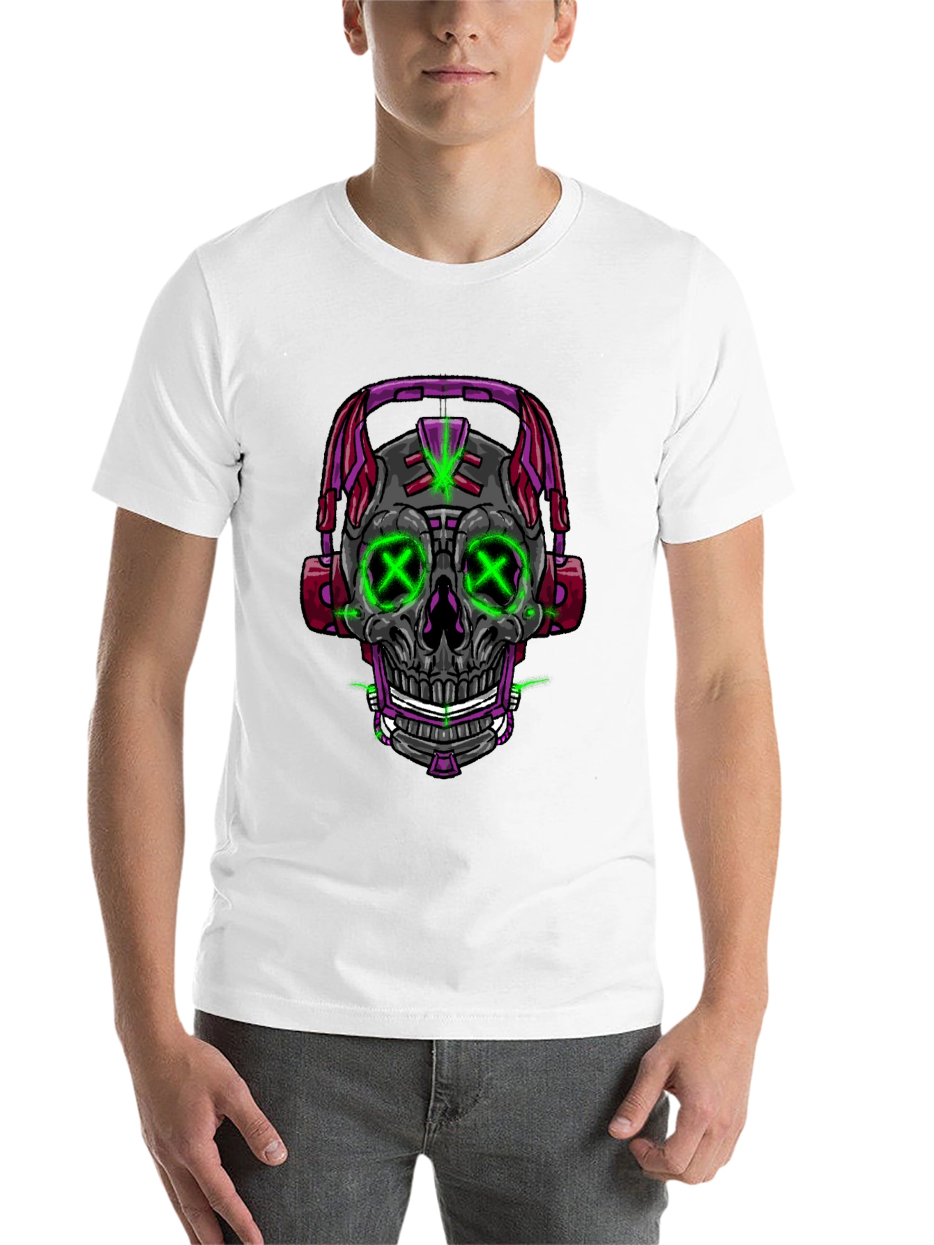 Black Skull Headphones Graphic Tee view 14