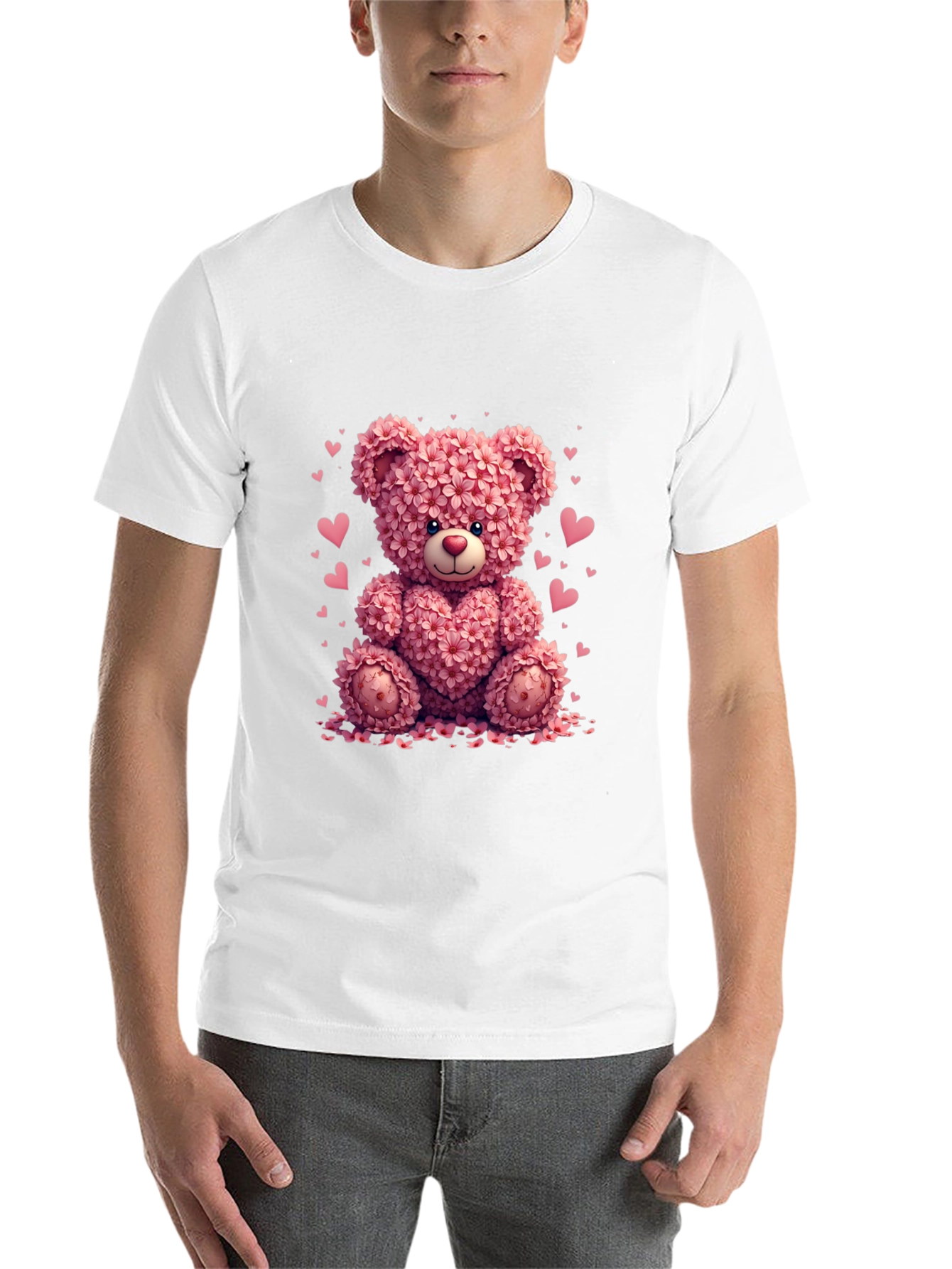 Black Floral Teddy Bear Graphic Tee - Valentine's Day view 14