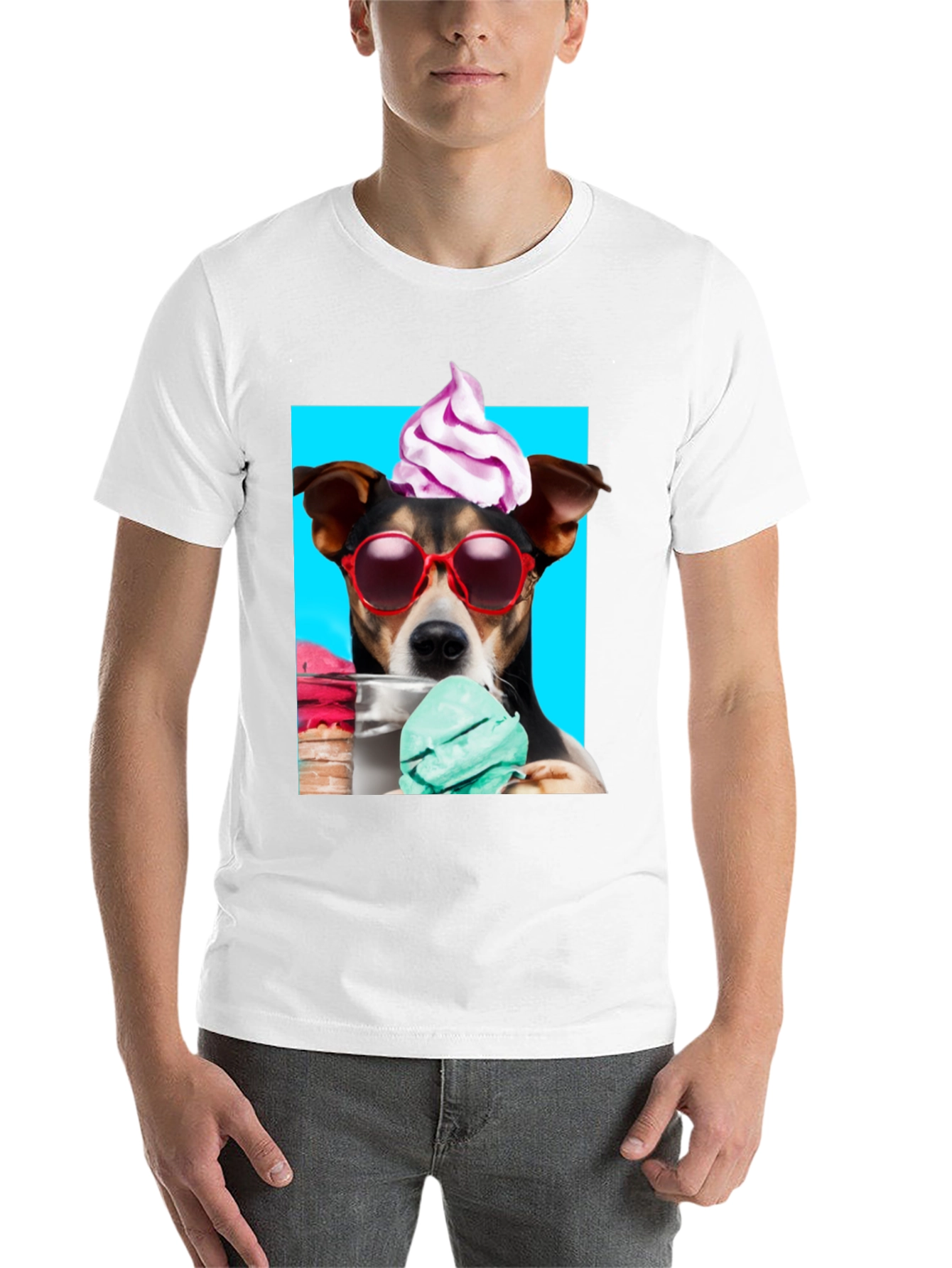 Black Dog with Ice Cream Black Graphic Tee view 14