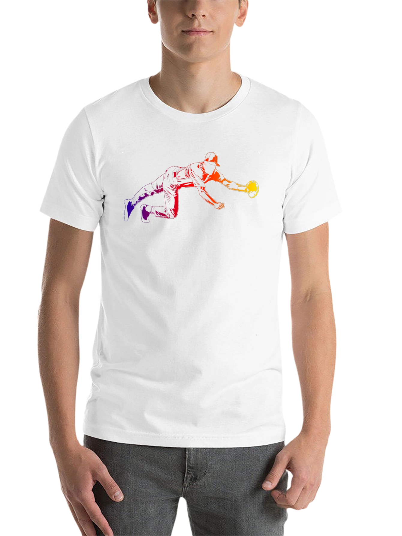 Black Rainbow Baseball Catch T-Shirt view 14