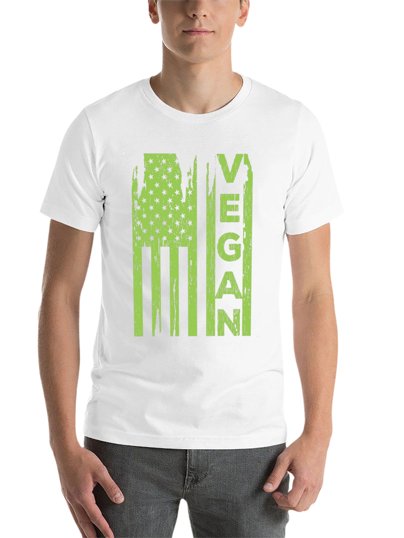 Black Vegan American Flag Graphic T-Shirt view 14