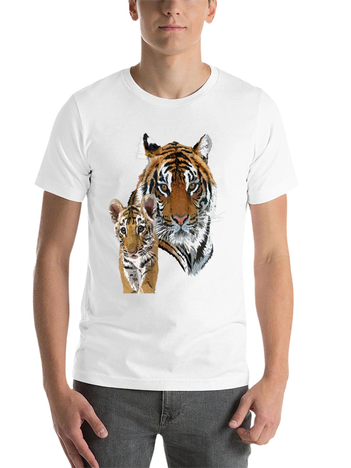 Black Tiger & Cub Graphic Tee - Unisex Black T-Shirt view 14