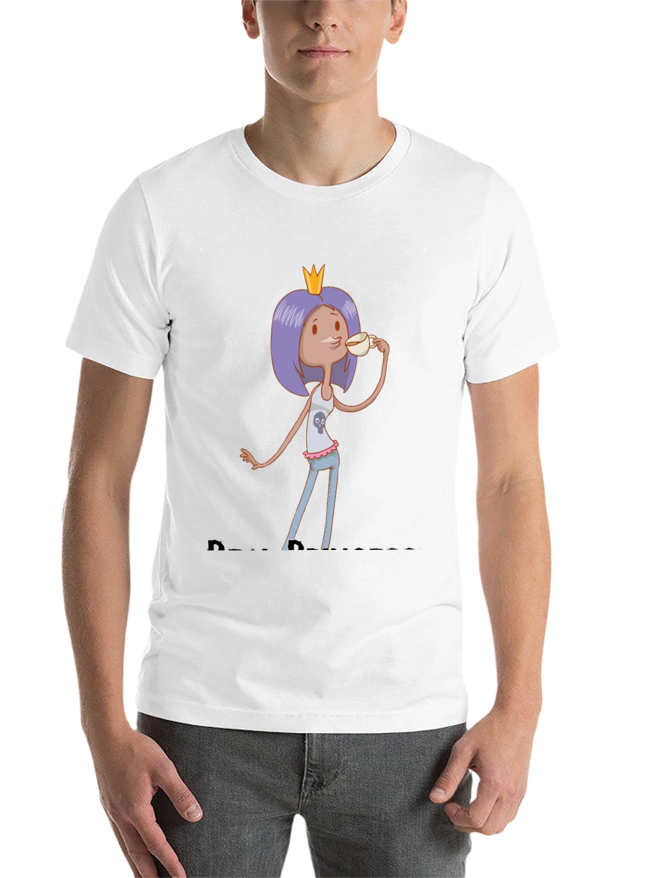 Black Cartoon Princess Tea Party T-Shirt view 14