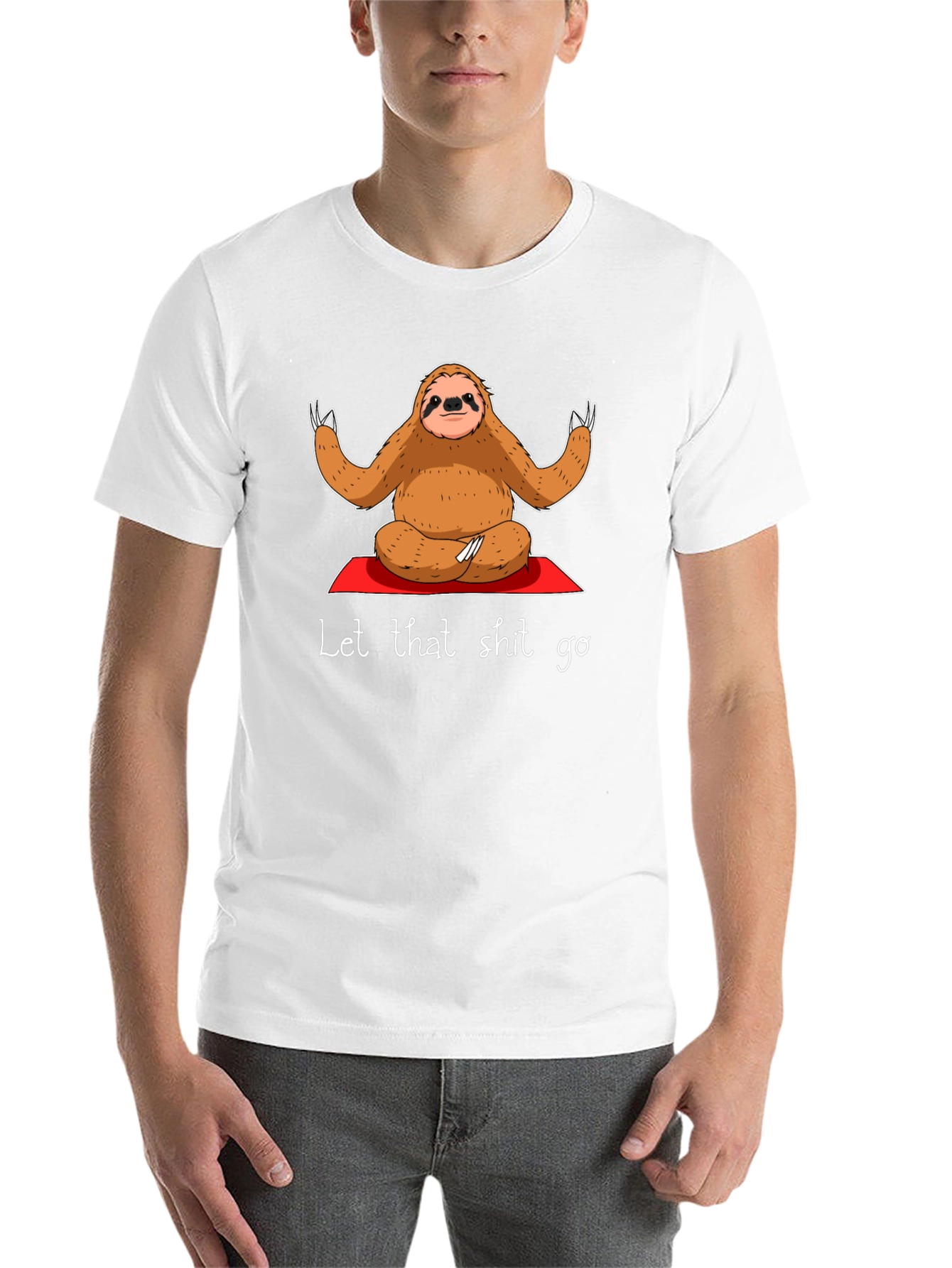 Black Sloth Yoga T-Shirt - Let That Shit Go view 14