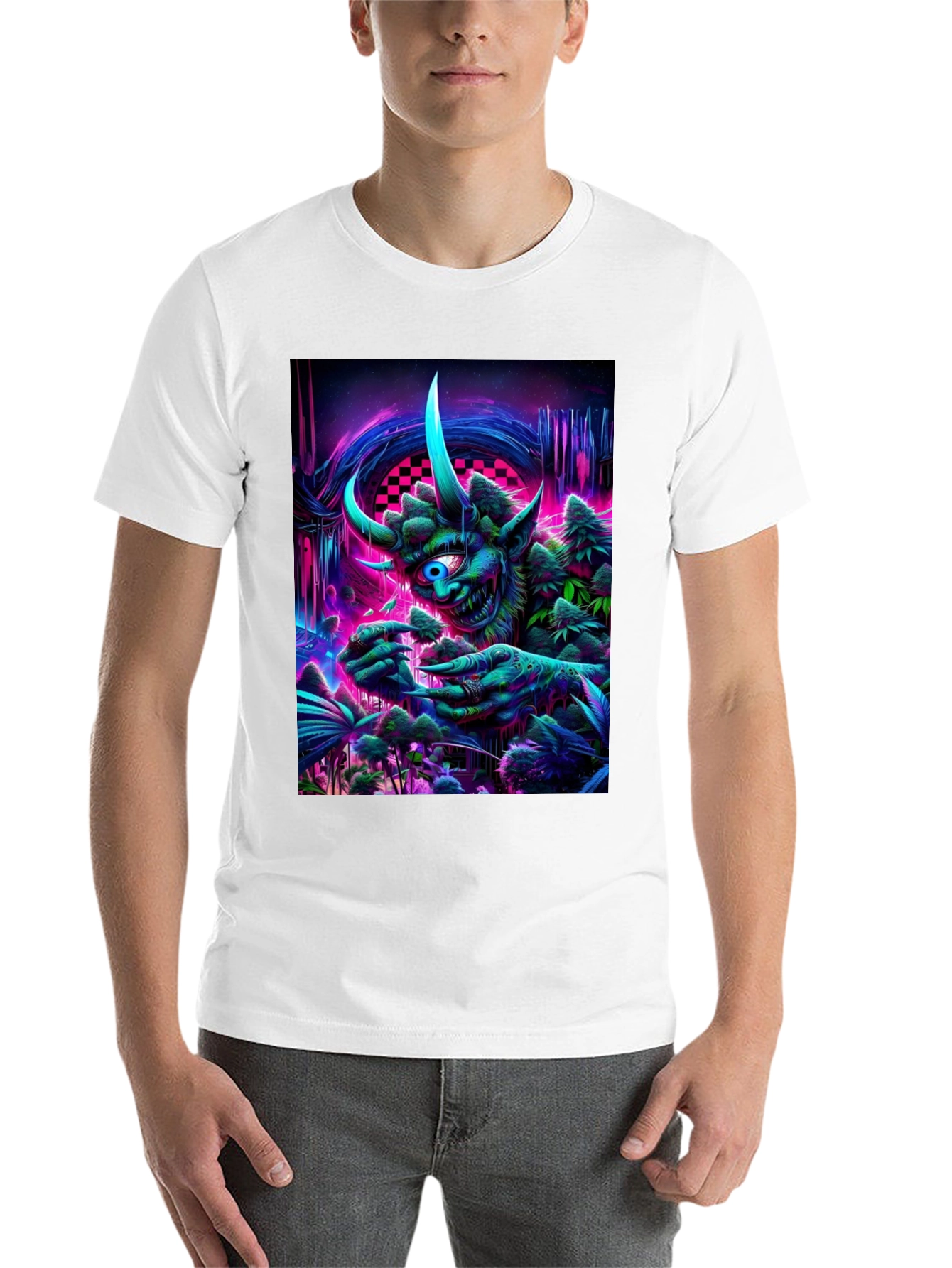Black Psychedelic Monster Graphic T-Shirt view 14